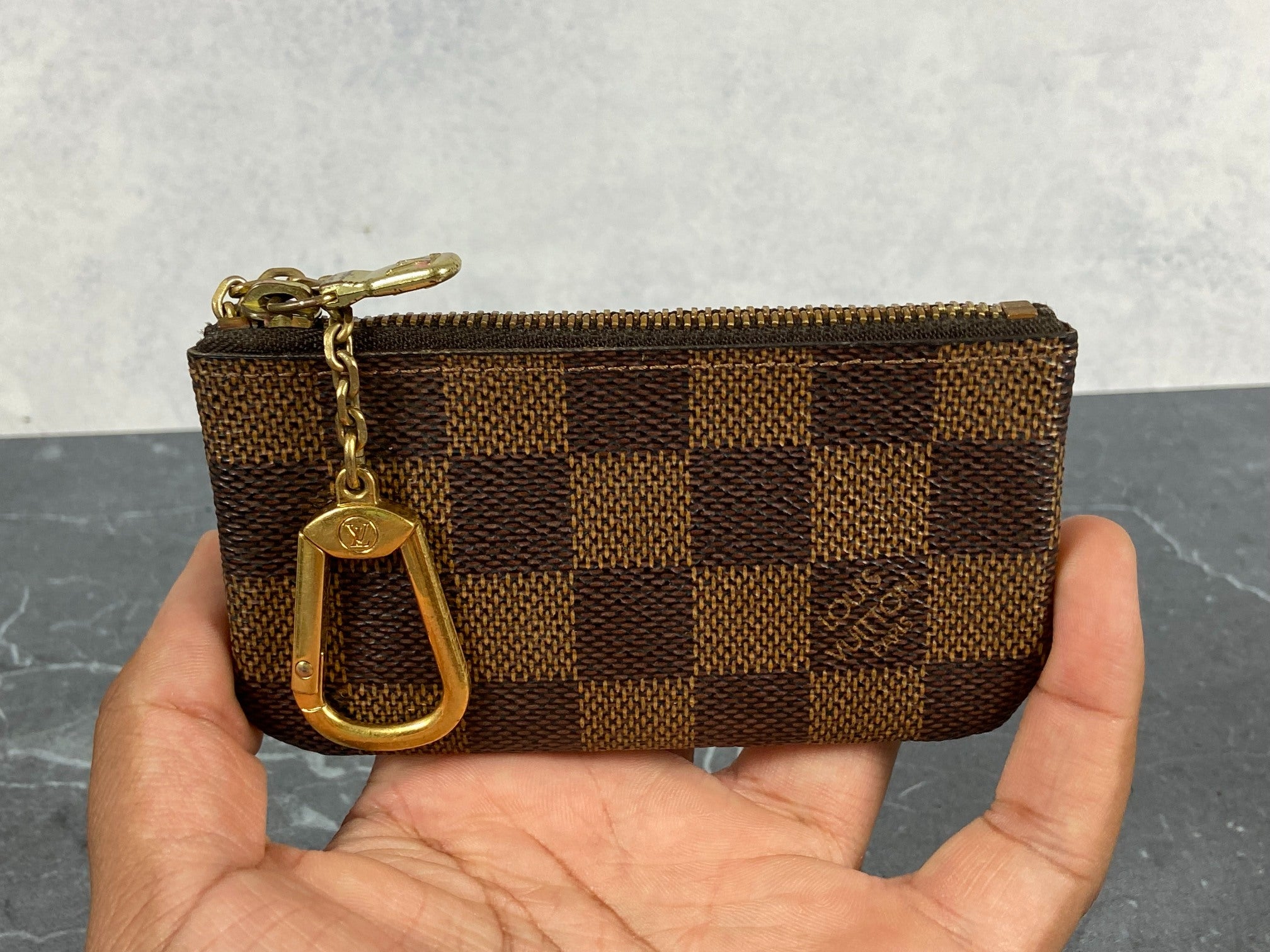 Louis Vuitton Pochette Cles Key Pouch Damier Ebene Canvas