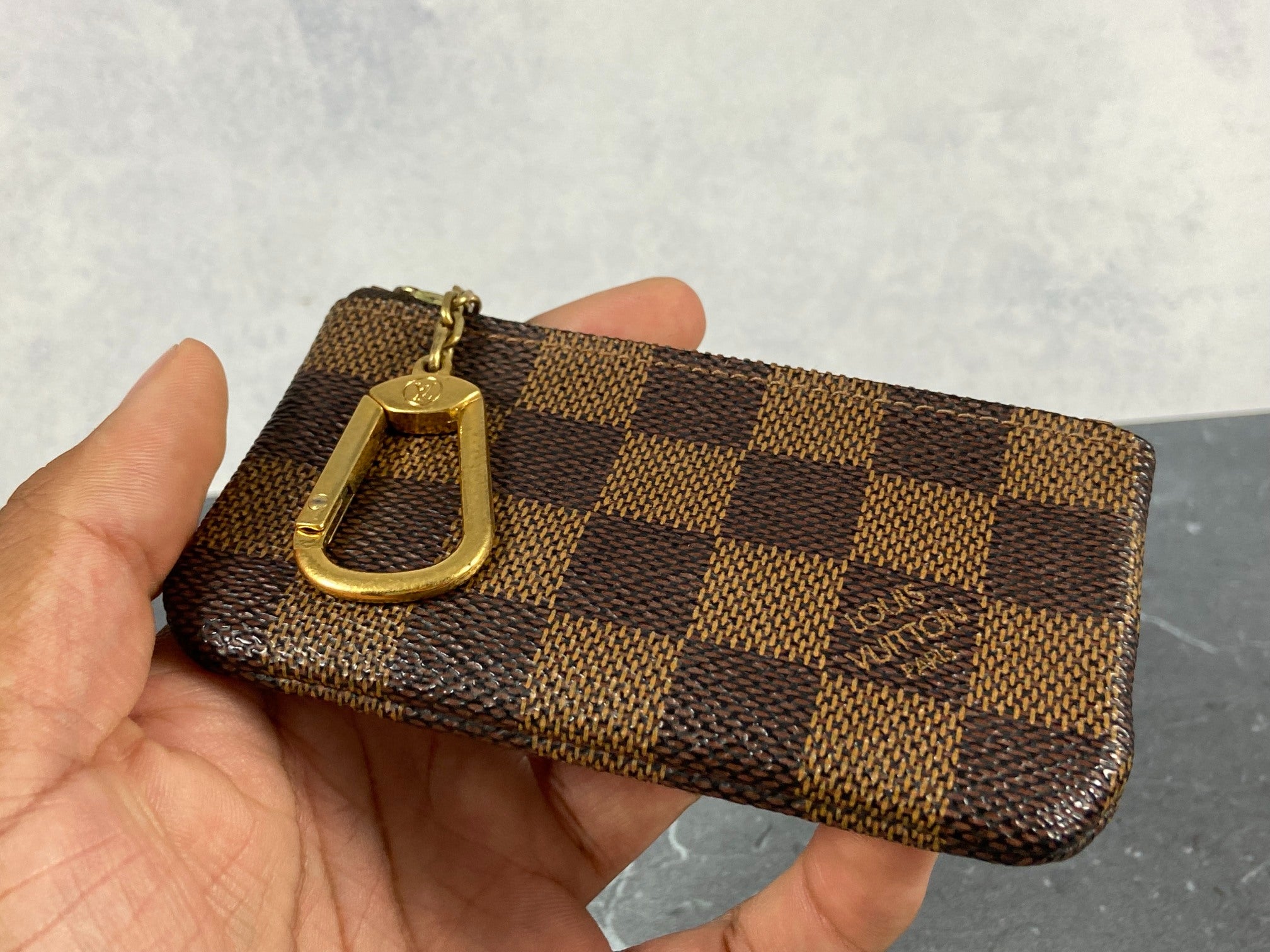 Louis Vuitton Pochette Cles Key Pouch Damier Ebene Canvas