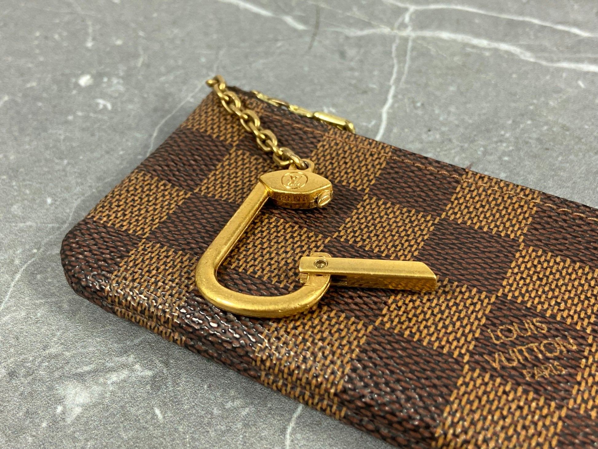Louis Vuitton Damier Ebene Key Pouch Pochette Cles Keychain Card
