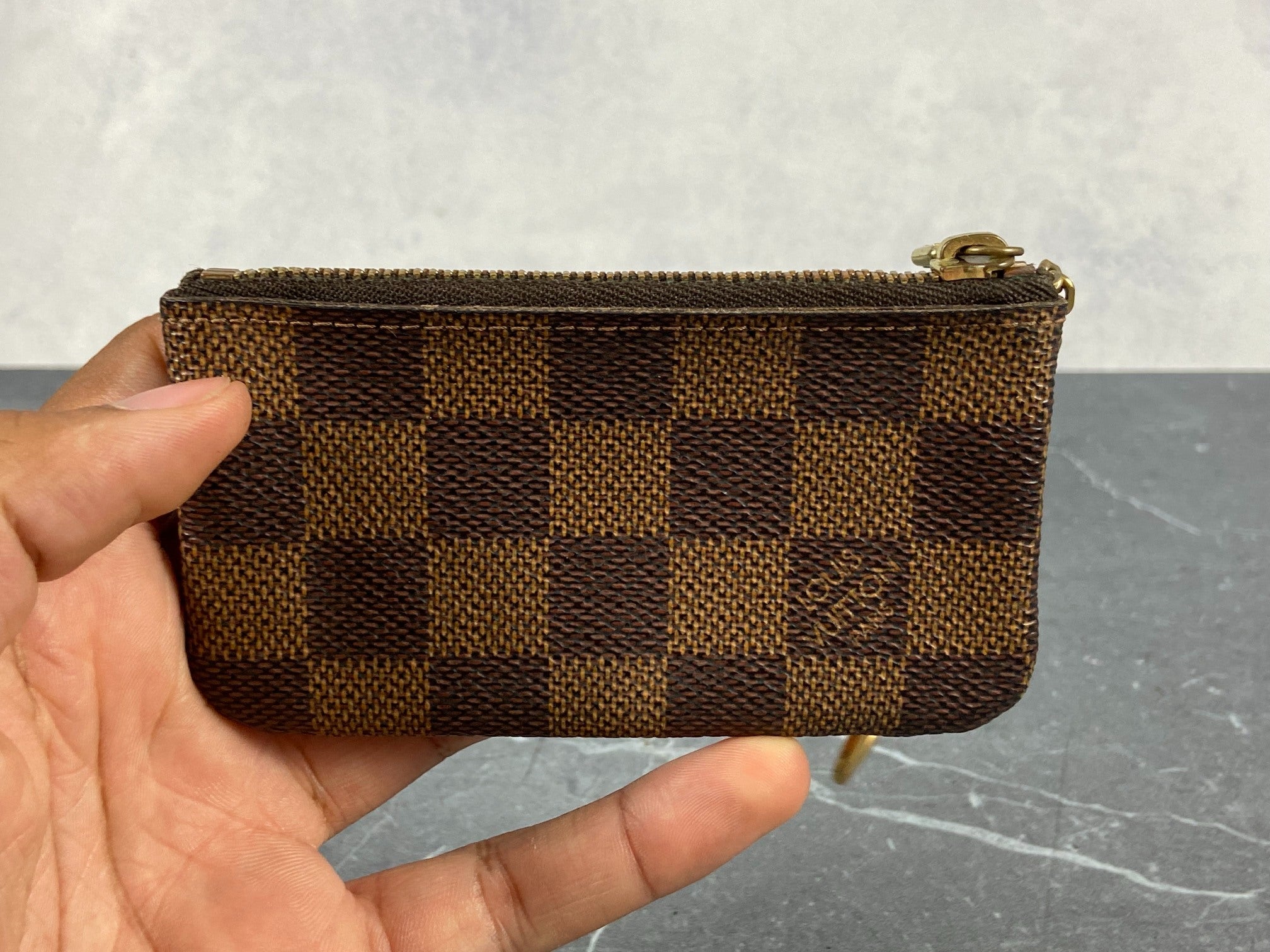 Louis Vuitton Pochette Cles Key Pouch Damier Ebene Canvas