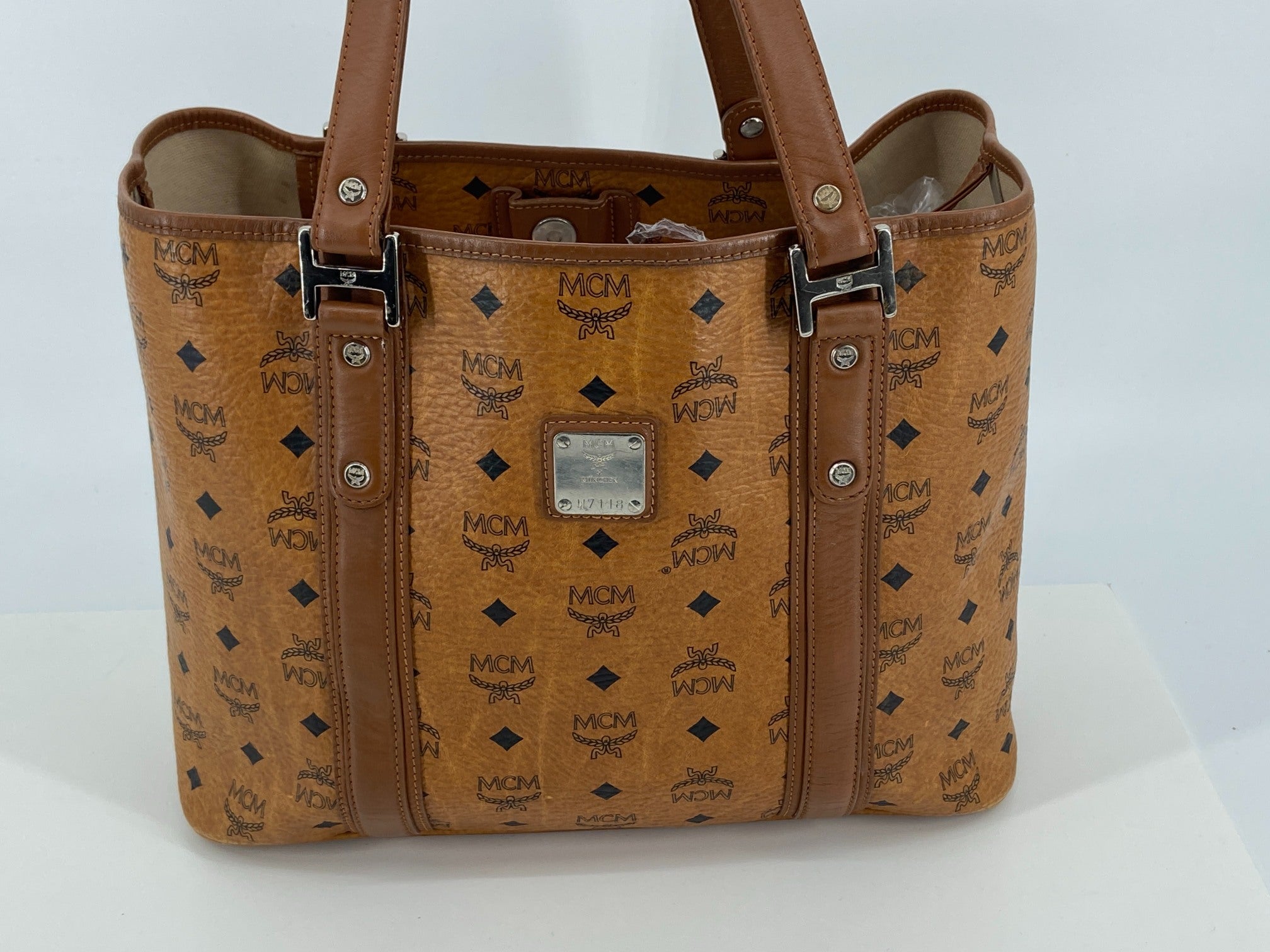 MCM Hand / Tote Bag Beige Visetos Cognac Monogram