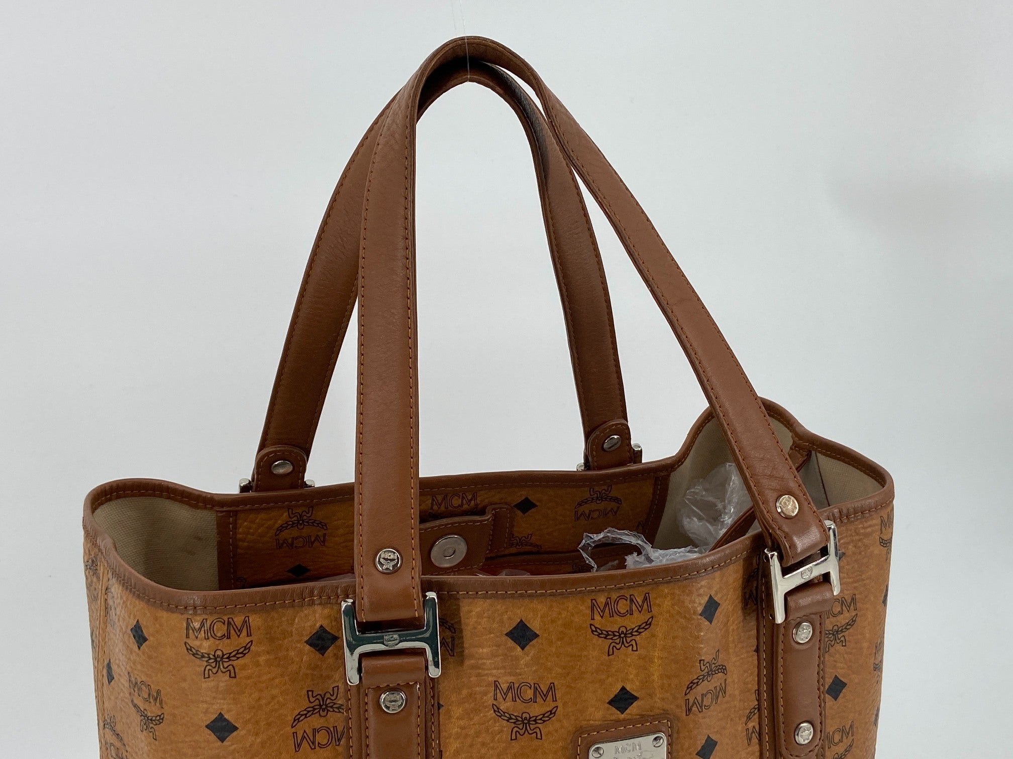 MCM Hand / Tote Bag Beige Visetos Cognac Monogram