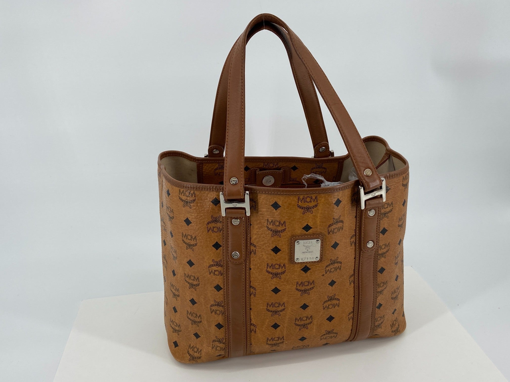 MCM Hand / Tote Bag Beige Visetos Cognac Monogram