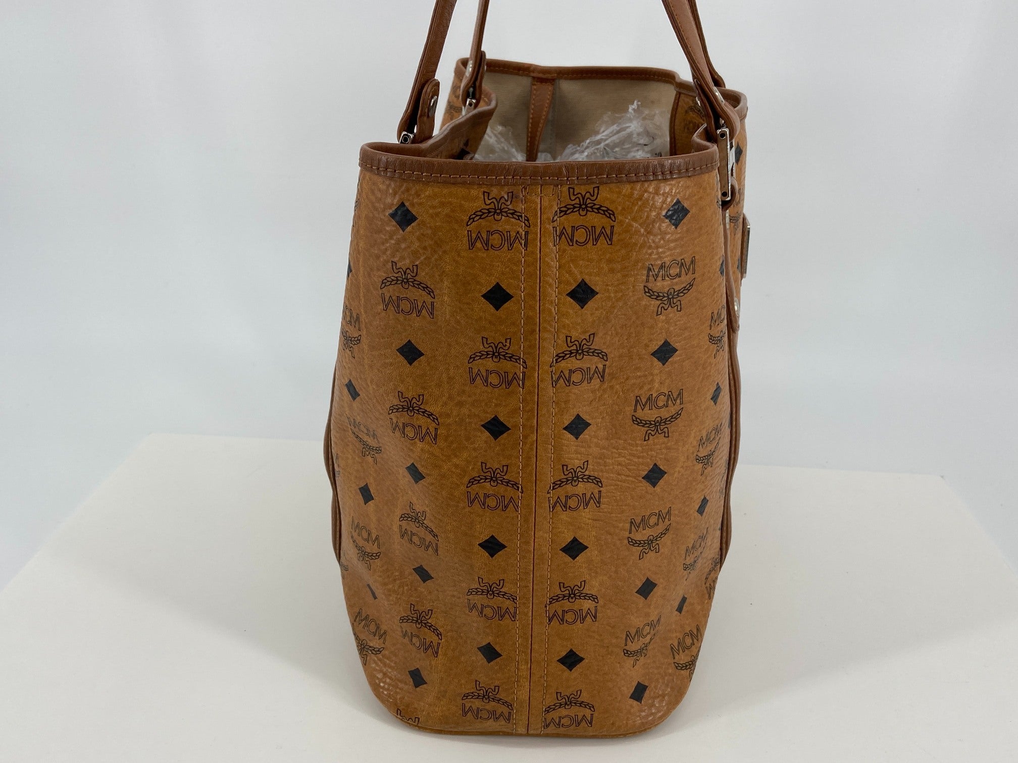 MCM Hand / Tote Bag Beige Visetos Cognac Monogram