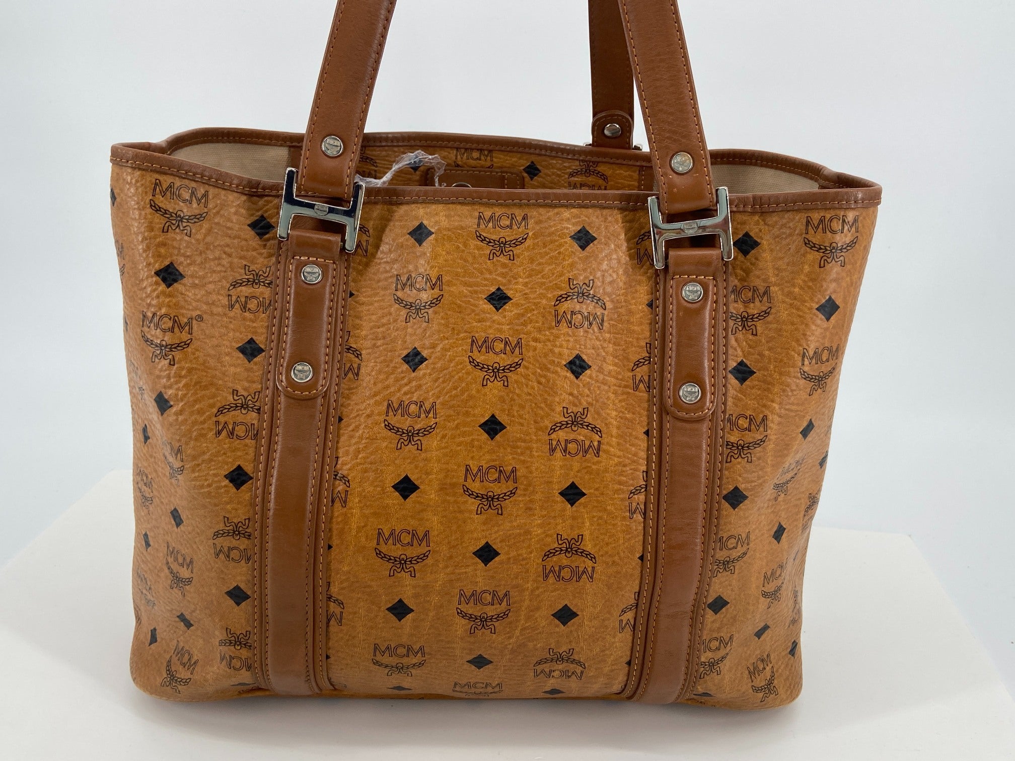 MCM Hand / Tote Bag Beige Visetos Cognac Monogram