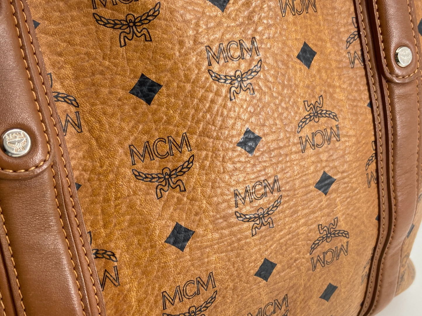 MCM Hand / Tote Bag Beige Visetos Cognac Monogram
