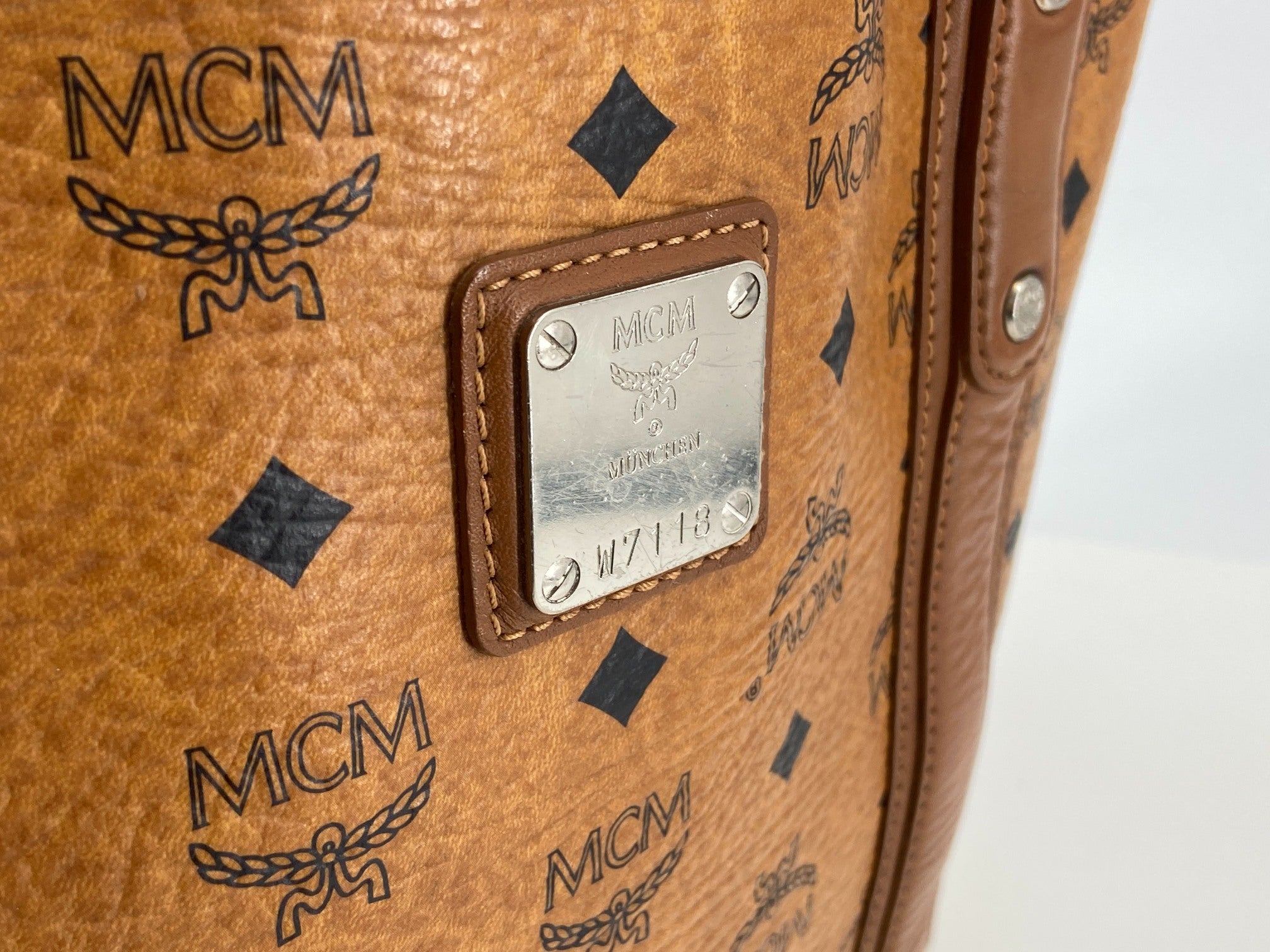 MCM Hand / Tote Bag Beige Visetos Cognac Monogram