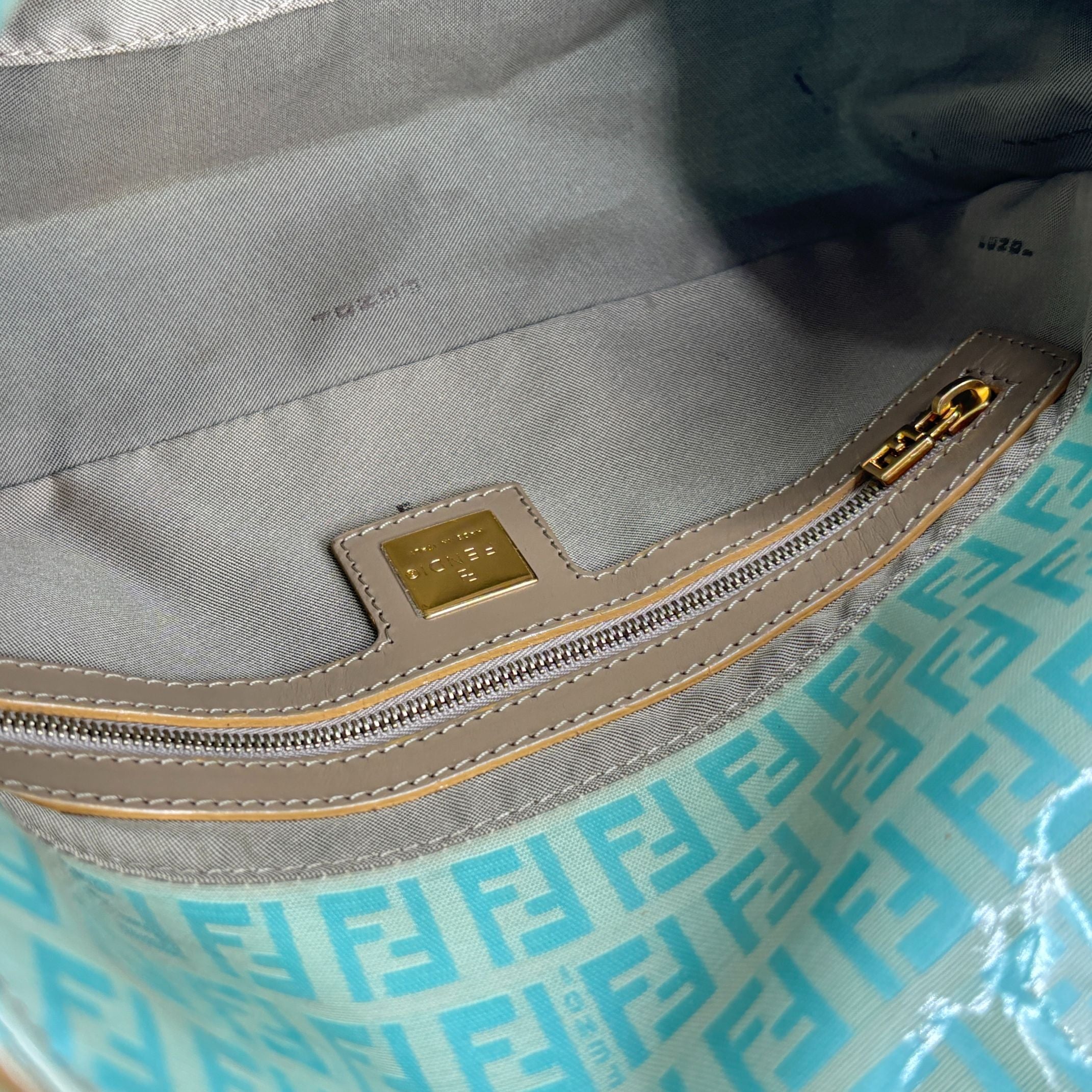 Fendi Mamma Baguette Bag Blue Zucchino Monogram incl. Dustbag