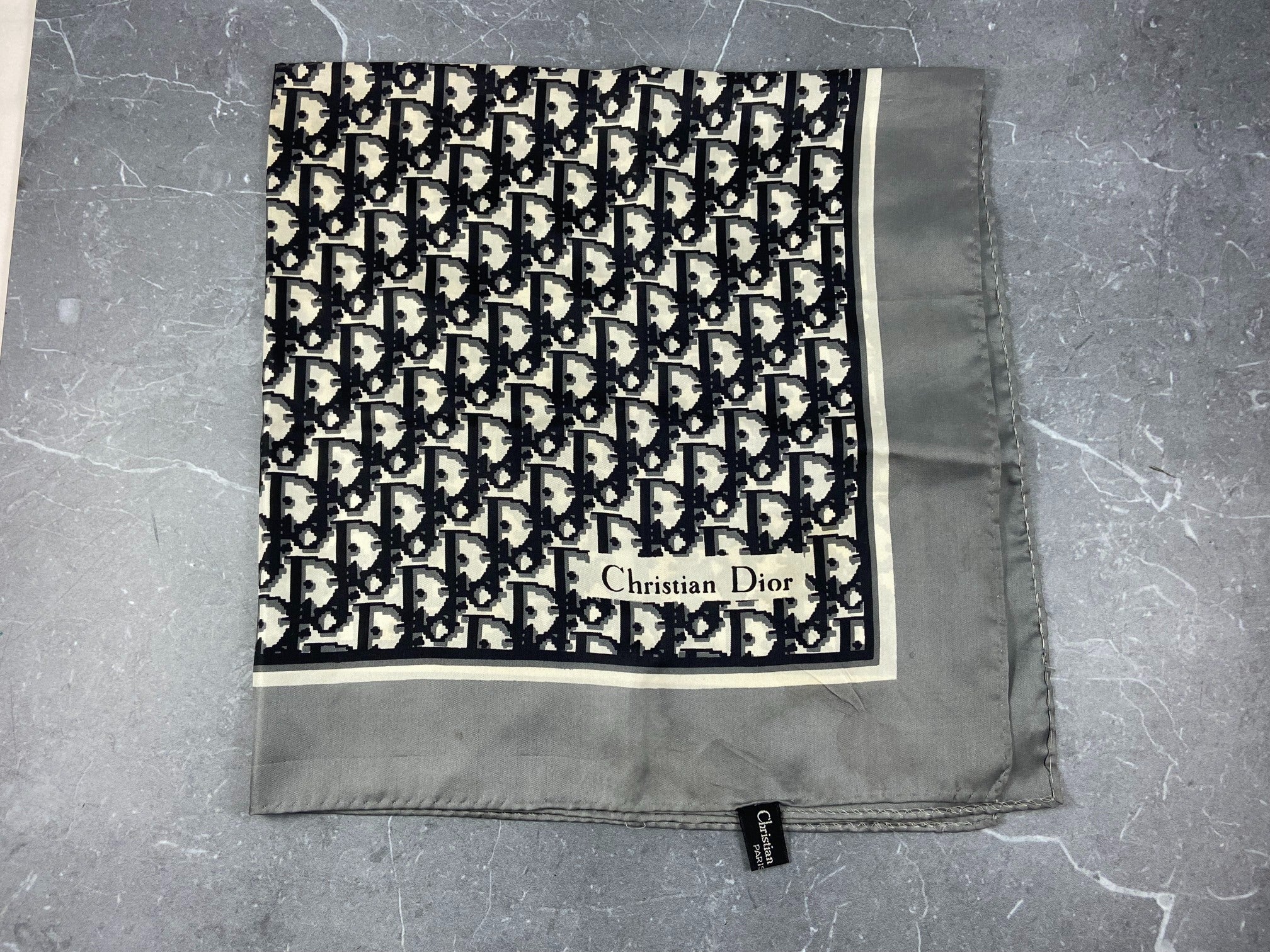 Christian Dior Silk Scarf Black Trotter Monogram