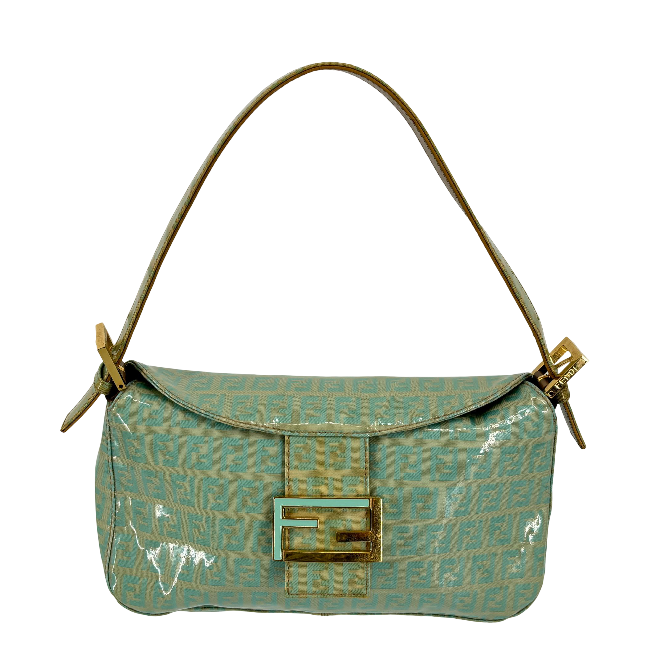 Fendi Mamma Baguette Bag Blue Zucchino Monogram incl. Dustbag