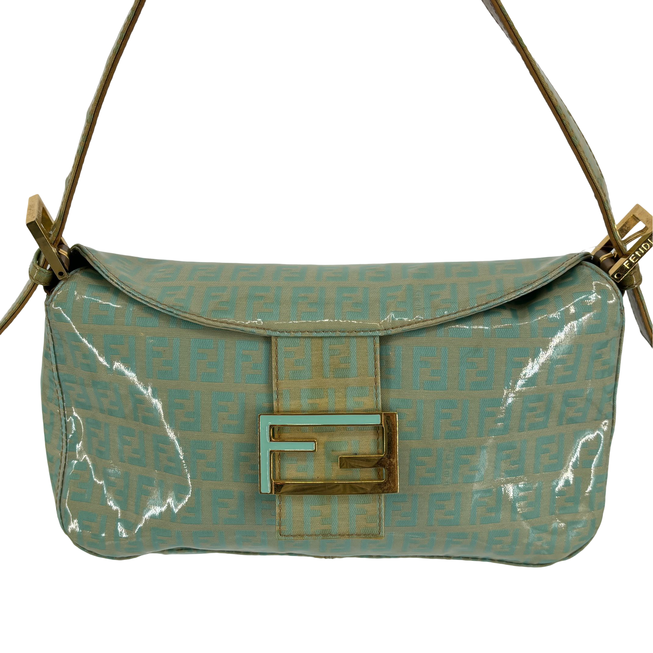 Fendi Mamma Baguette Bag Blue Zucchino Monogram incl. Dustbag