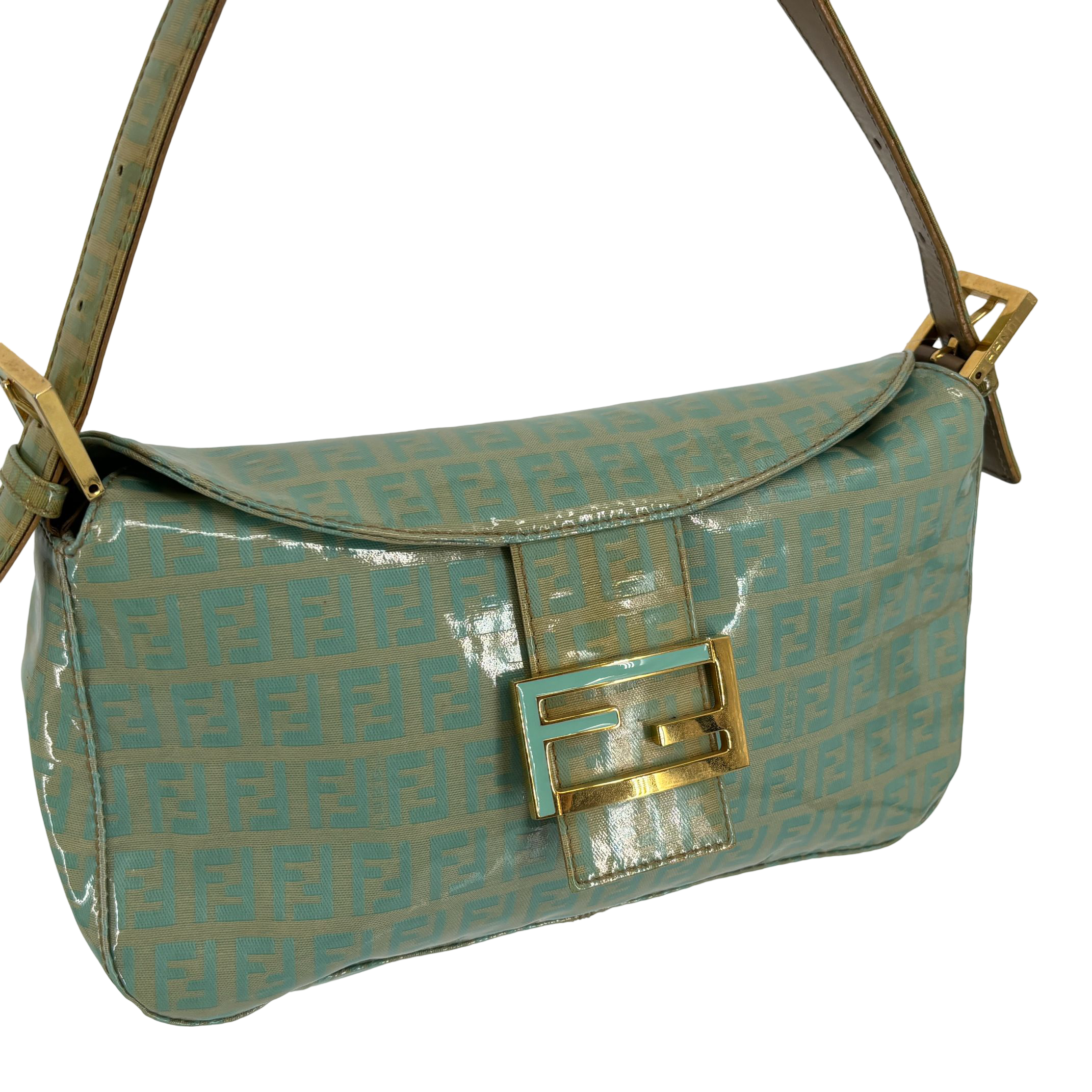 Fendi Mamma Baguette Bag Blue Zucchino Monogram incl. Dustbag