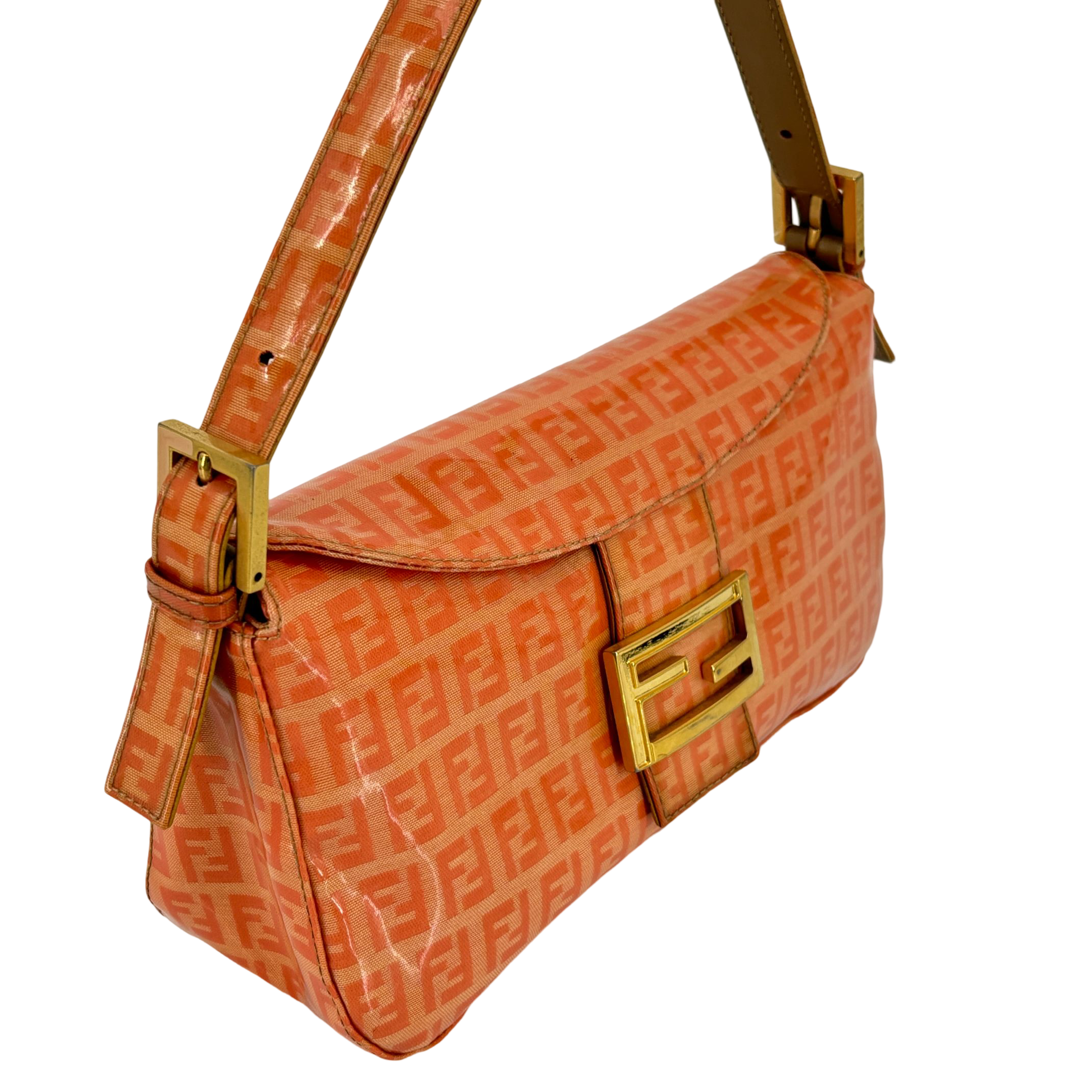 Fendi Mamma Baguette Bag Orange Zucchino Monogram