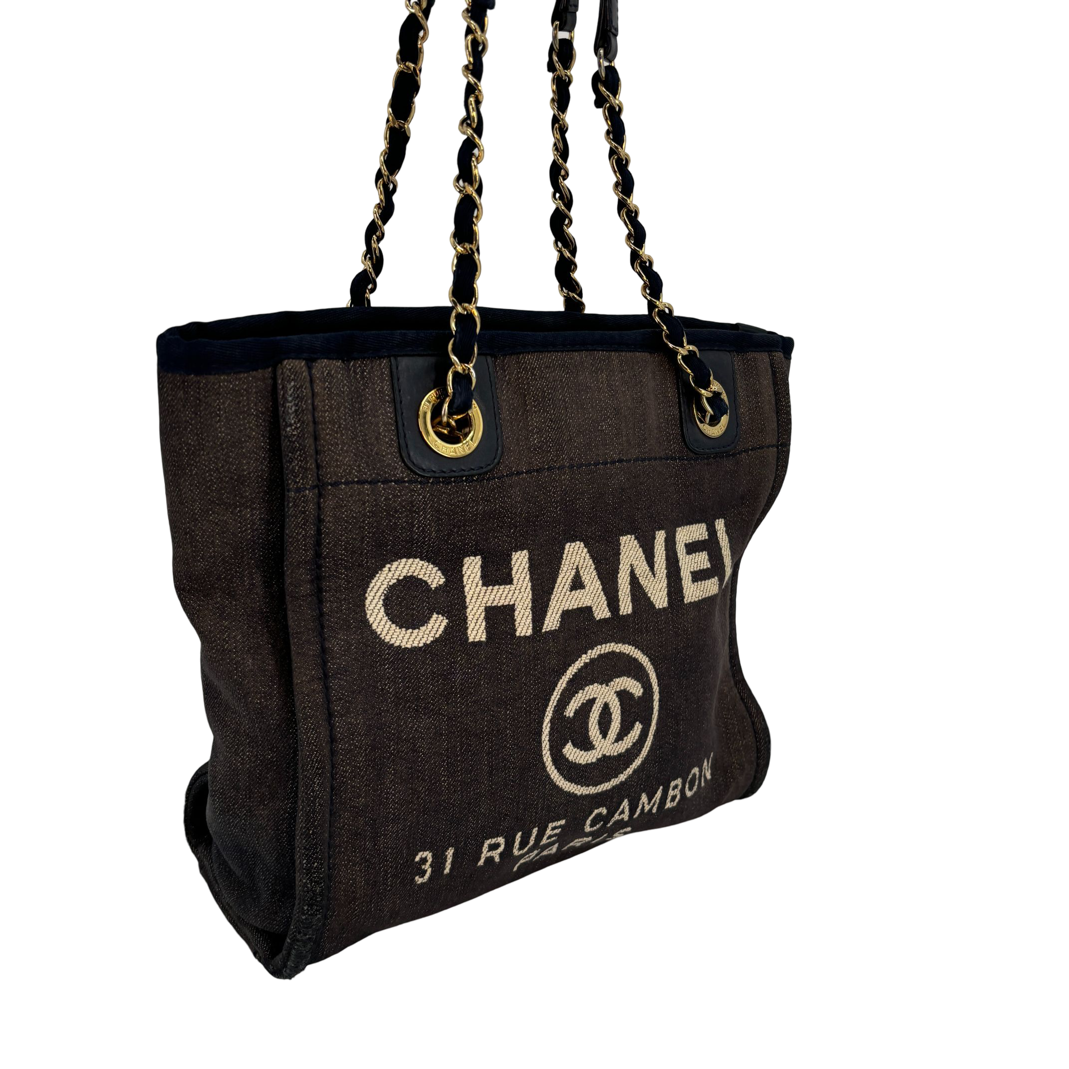 Chanel Deauville Hand / Tote Bag Navy Denim