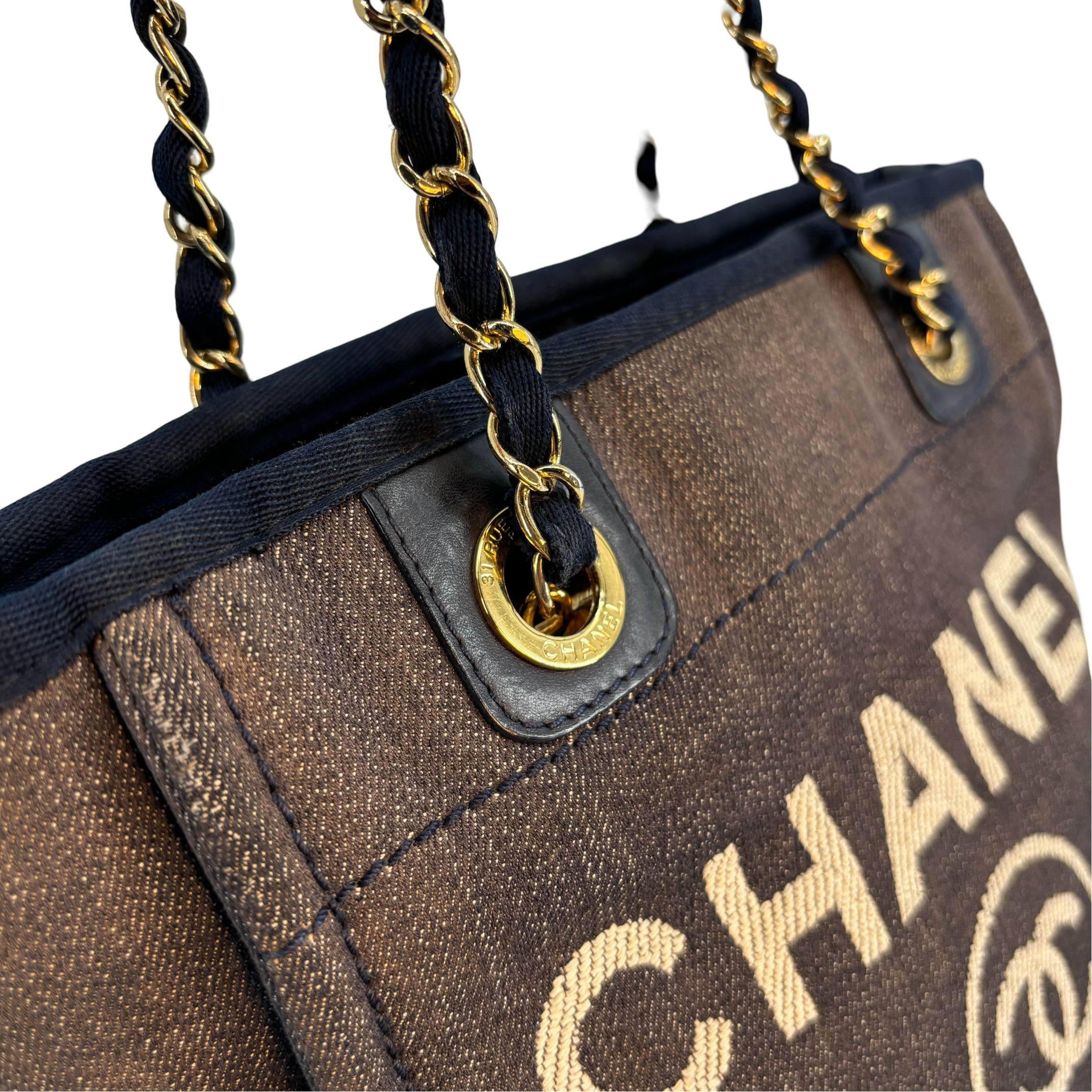 Chanel Deauville Hand / Tote Bag Navy Denim