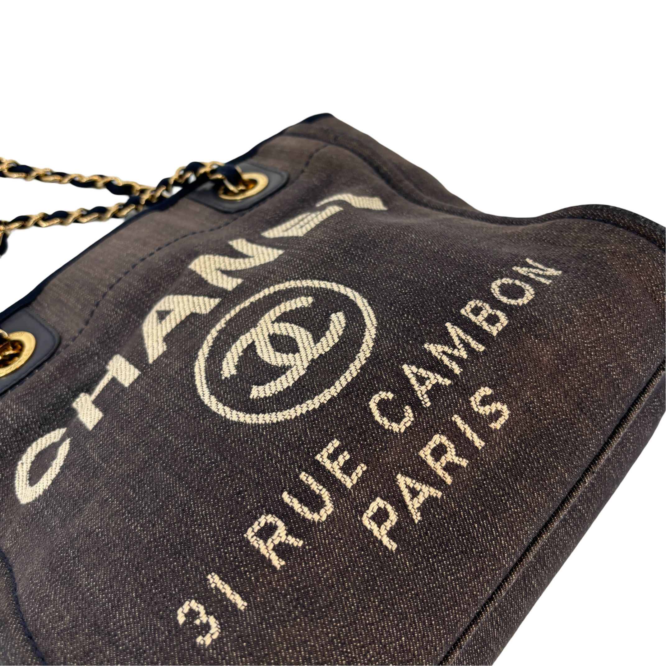 Chanel Deauville Hand / Tote Bag Navy Denim