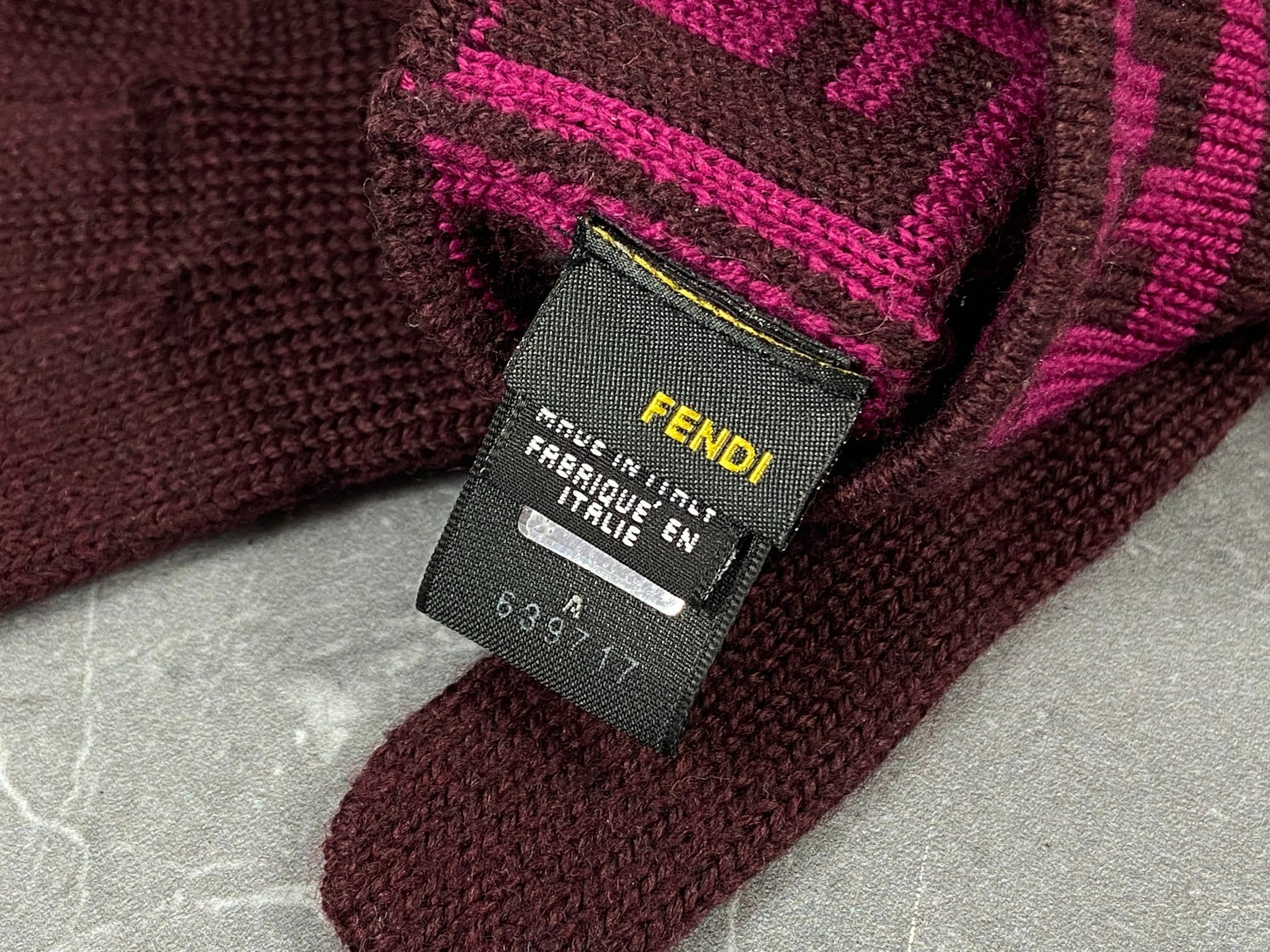 Fendi Zucca Wool Gloves Dark Red / Pink
