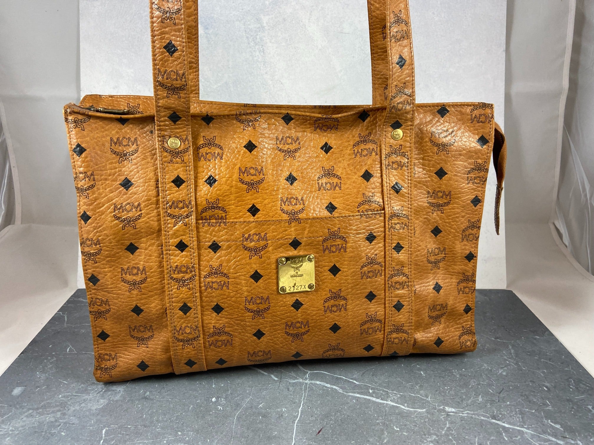 MCM Hand / Tote Bag Beige Visetos Cognac Monogram