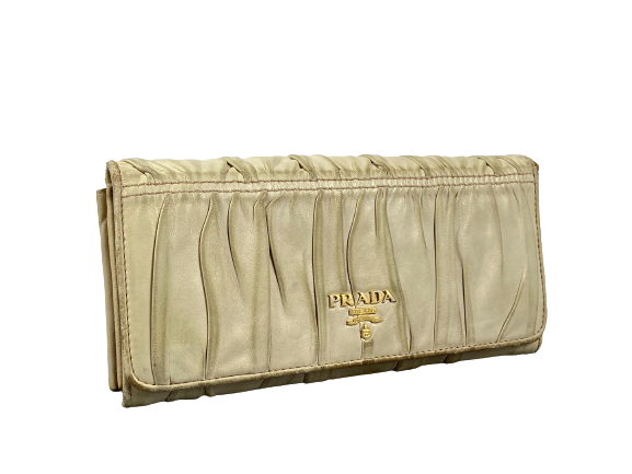 Prada 1M1132 Nappa Gauffre Long Wallet Beige