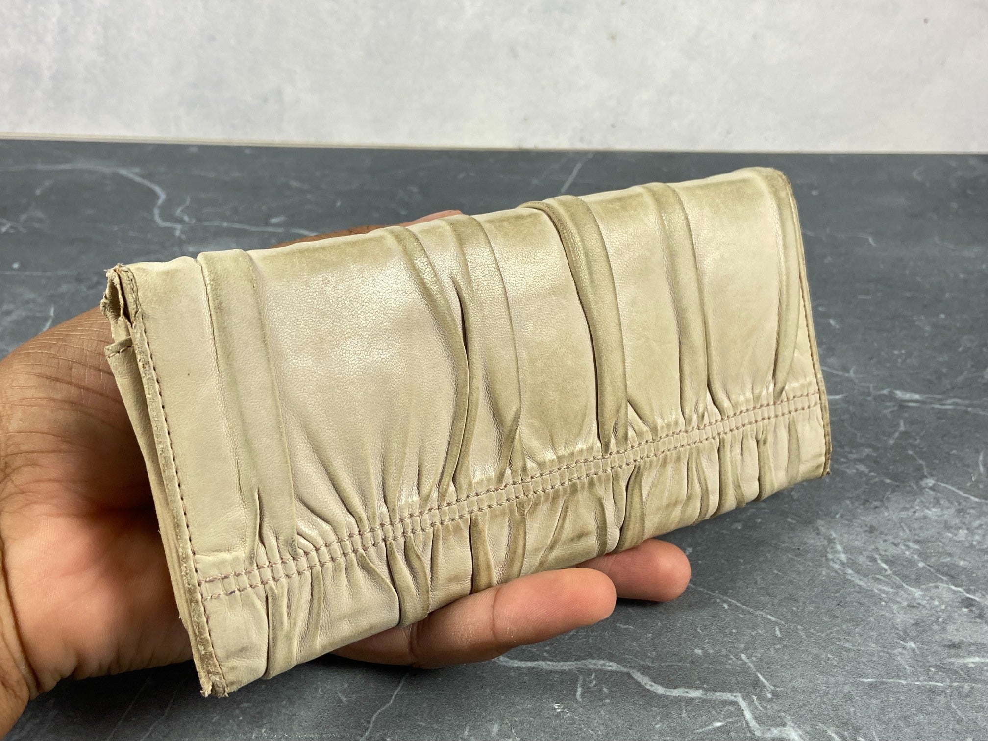 Prada 1M1132 Nappa Gauffre Long Wallet Beige