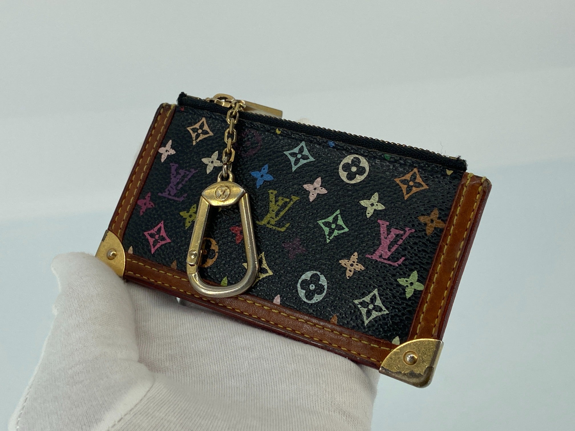 Louis Vuitton Pochette Cles Key Pouch Murakami Multicolor Black