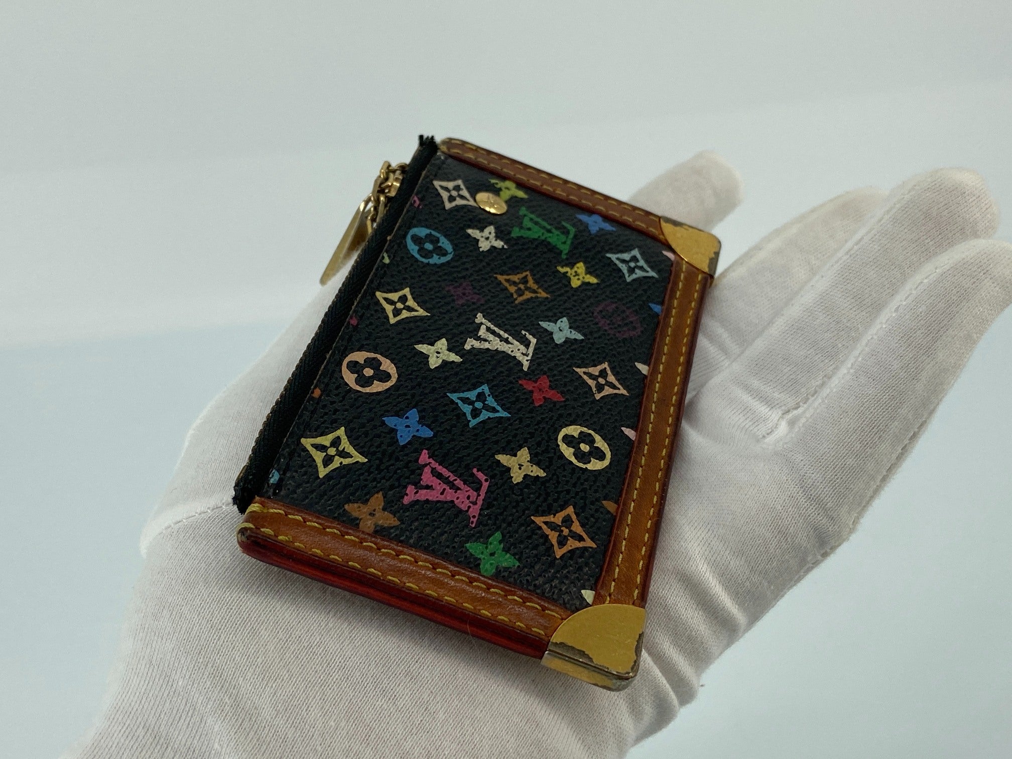 Louis Vuitton Pochette Cles Key Pouch Murakami Multicolor Black