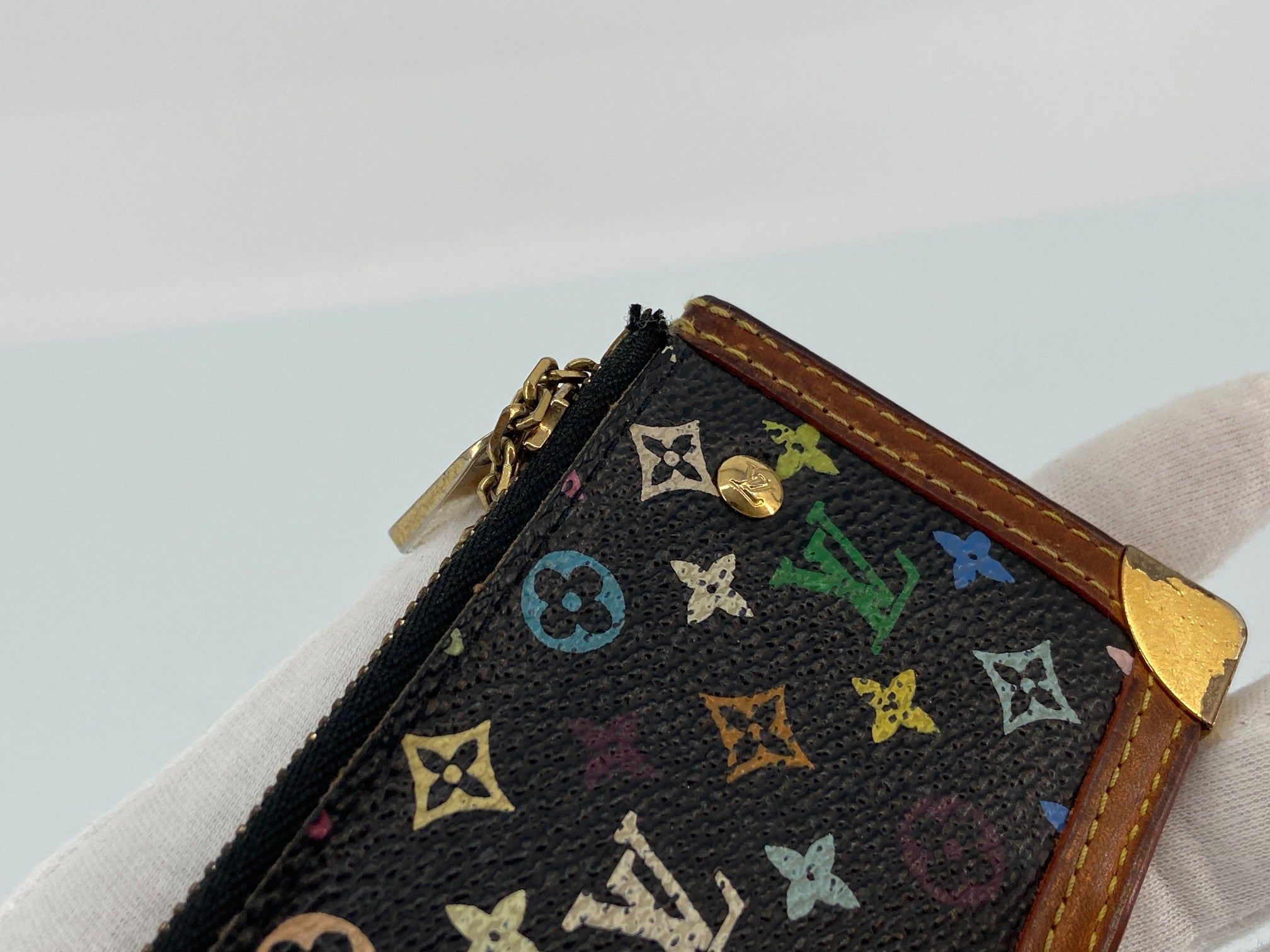 Louis Vuitton Pochette Cles Key Pouch Murakami Multicolor Black