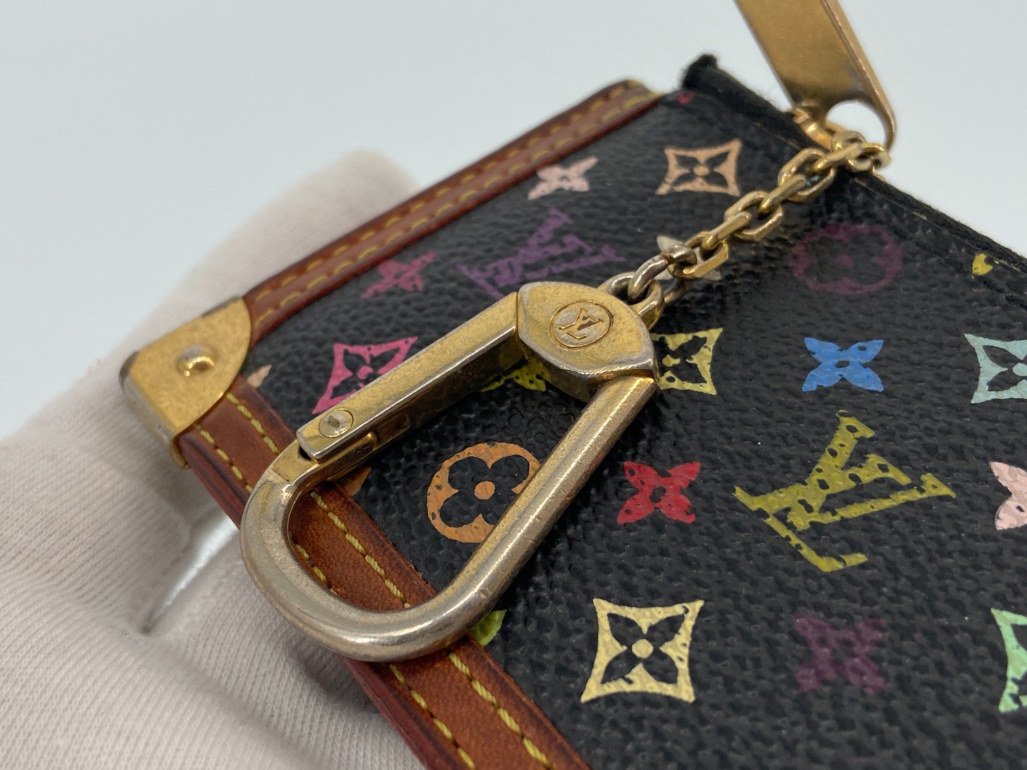 Louis Vuitton Pochette Cles Key Pouch Murakami Multicolor Black