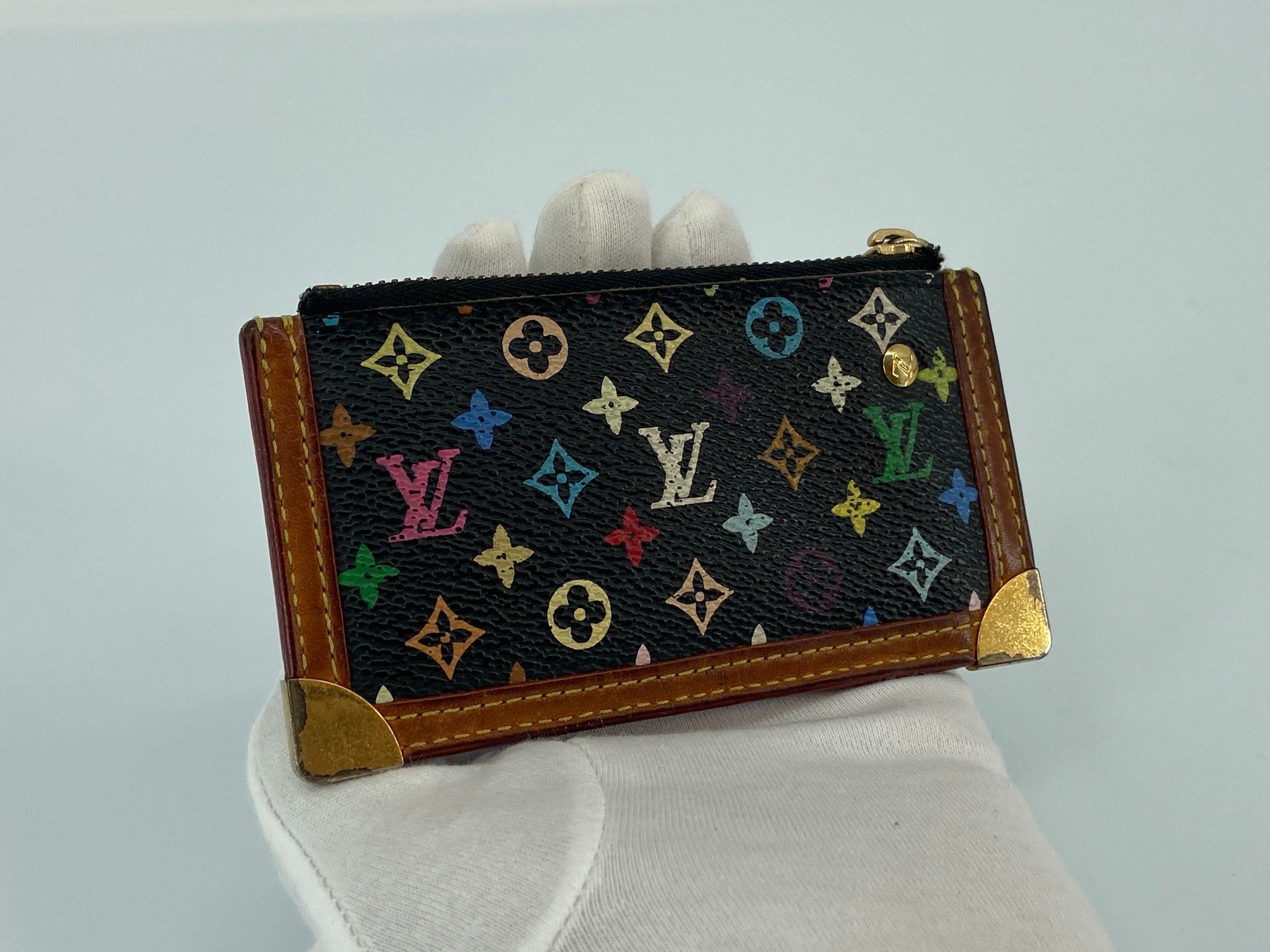 Louis Vuitton Pochette Cles Key Pouch Murakami Multicolor Black