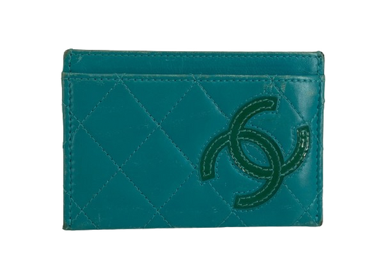 Chanel Cardholder Blue Leather