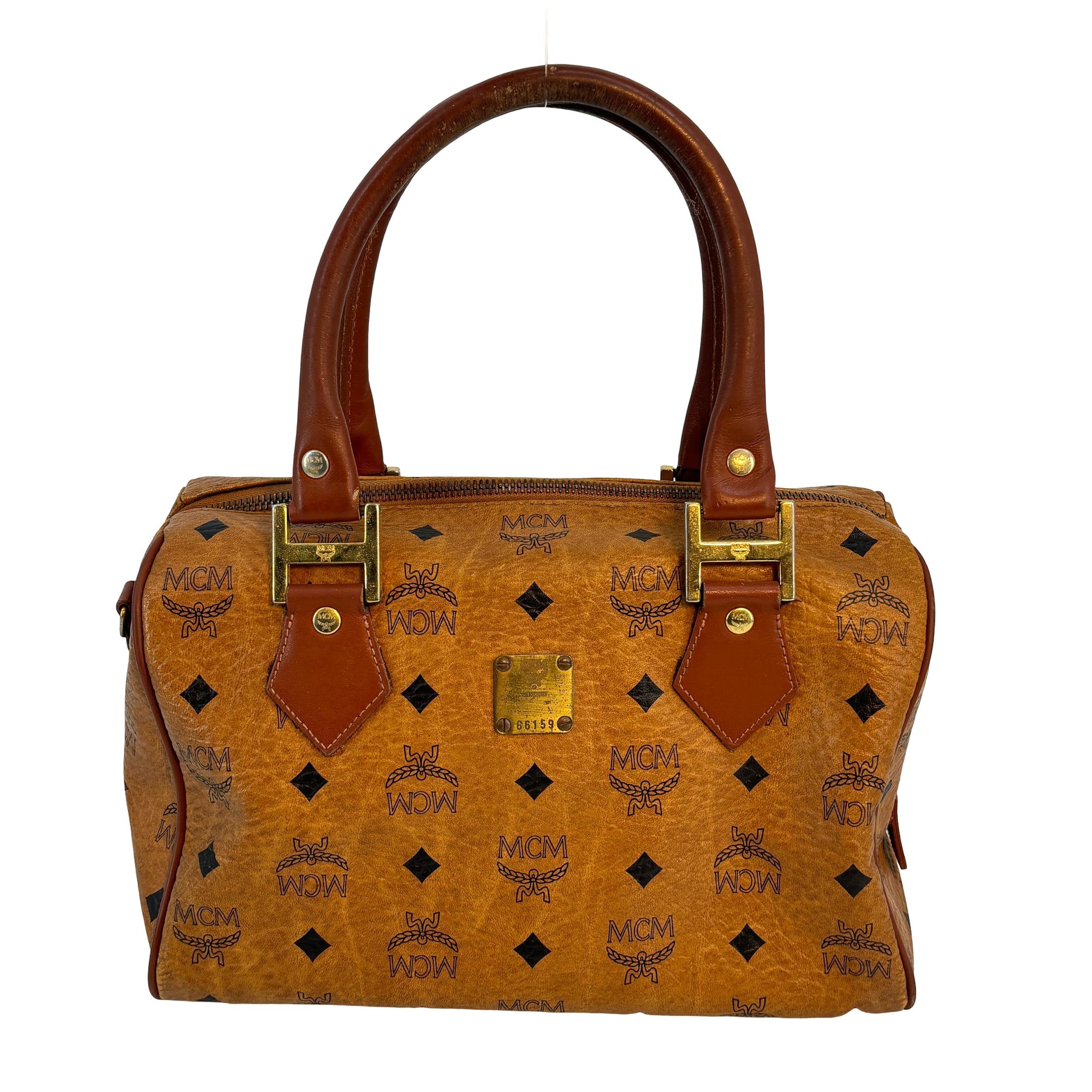 MCM Boston Bag Cognac Visetos Monogram