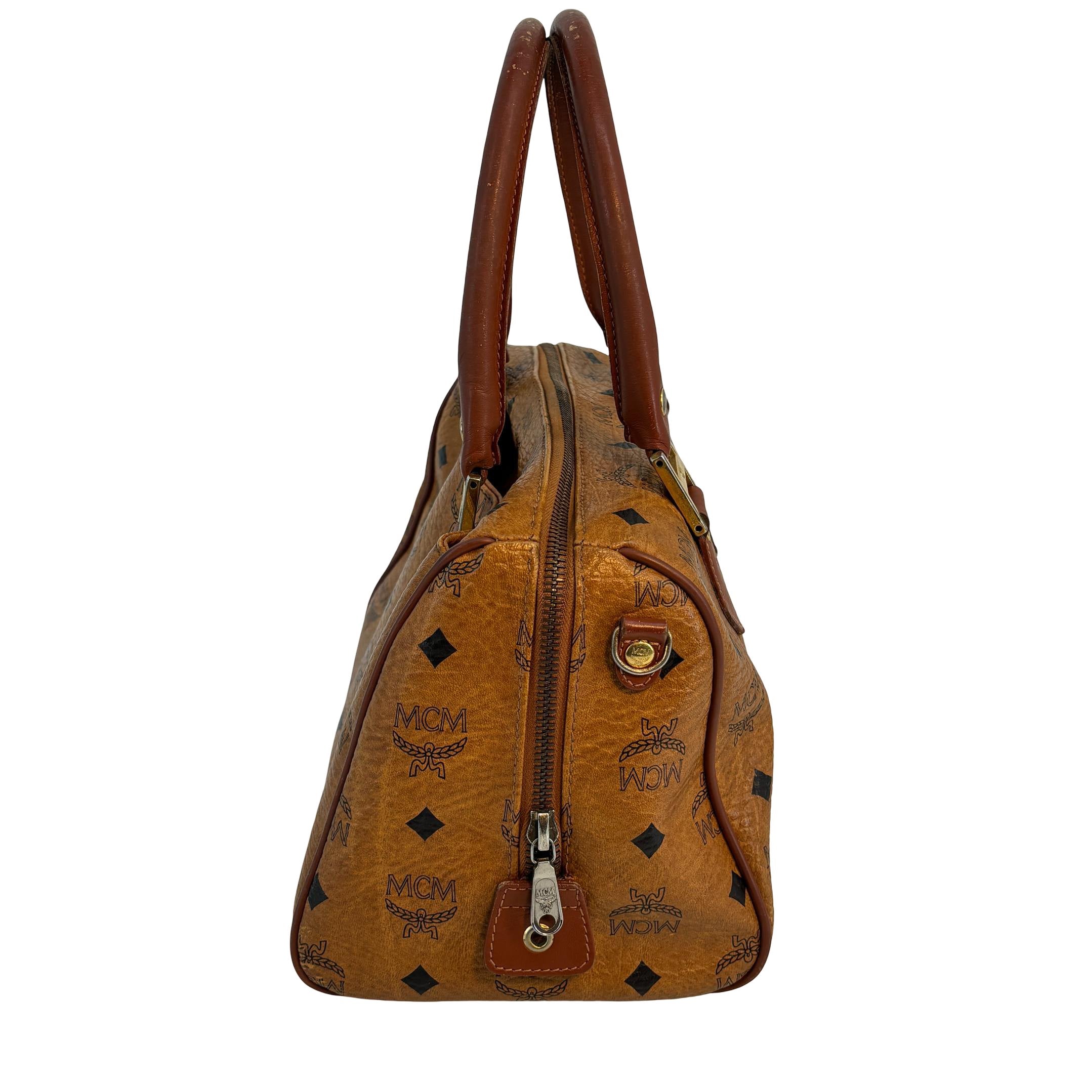 MCM Boston Bag Cognac Visetos Monogram