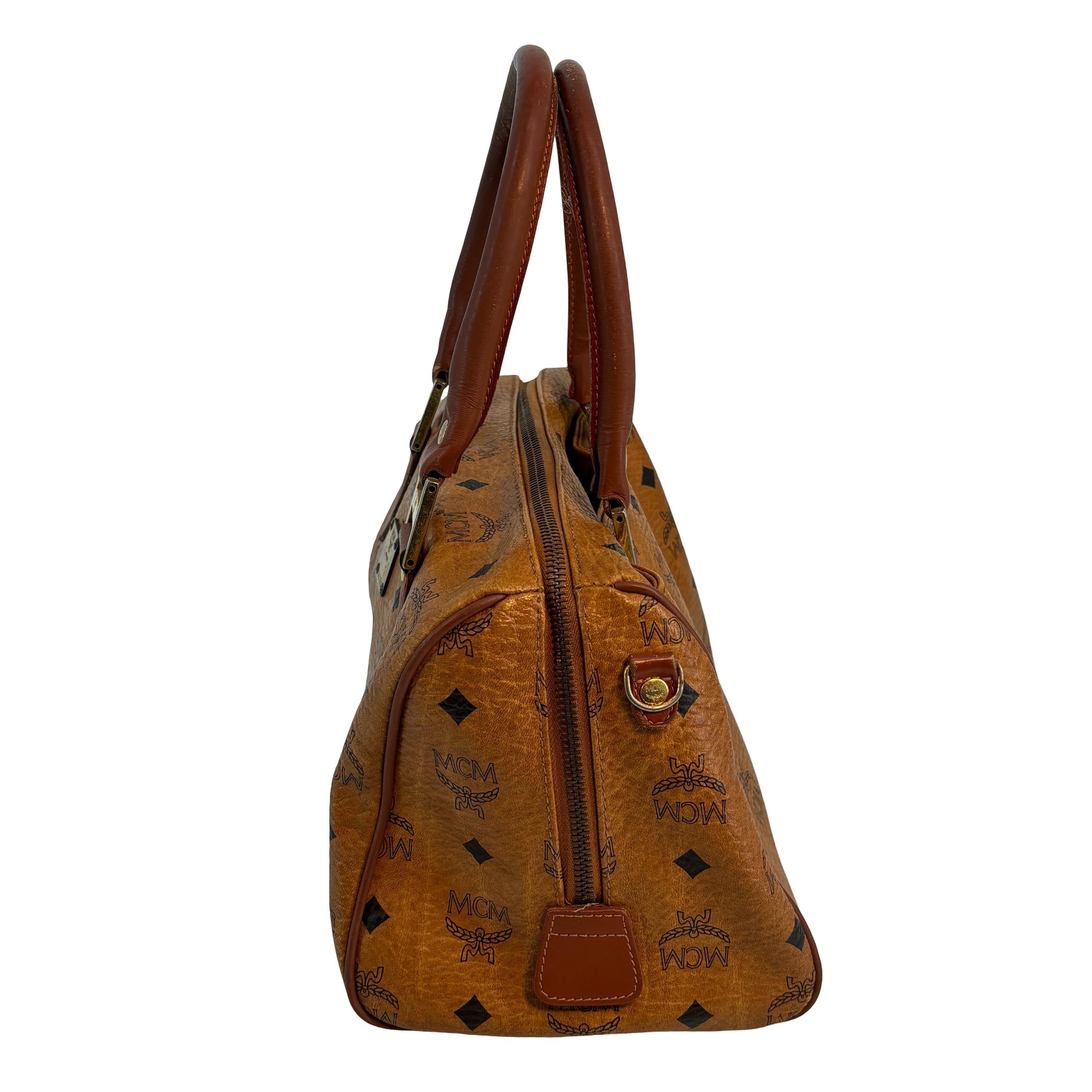 MCM Boston Bag Cognac Visetos Monogram