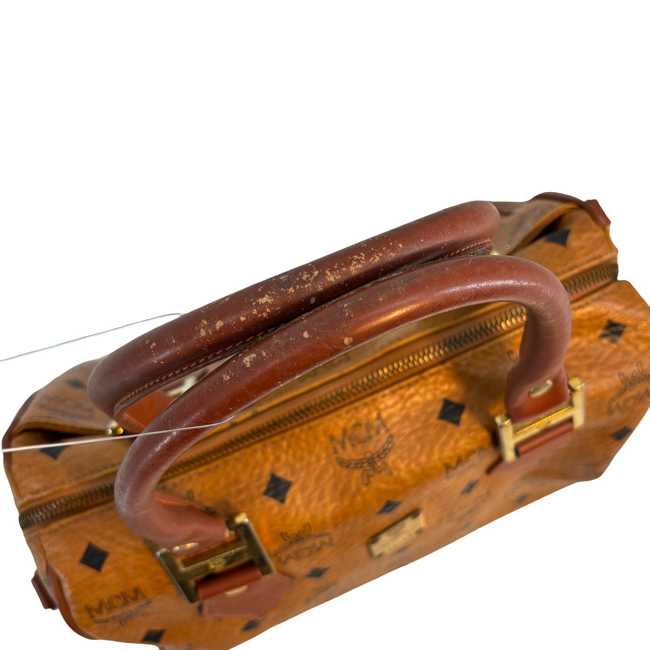 MCM Boston Bag Cognac Visetos Monogram