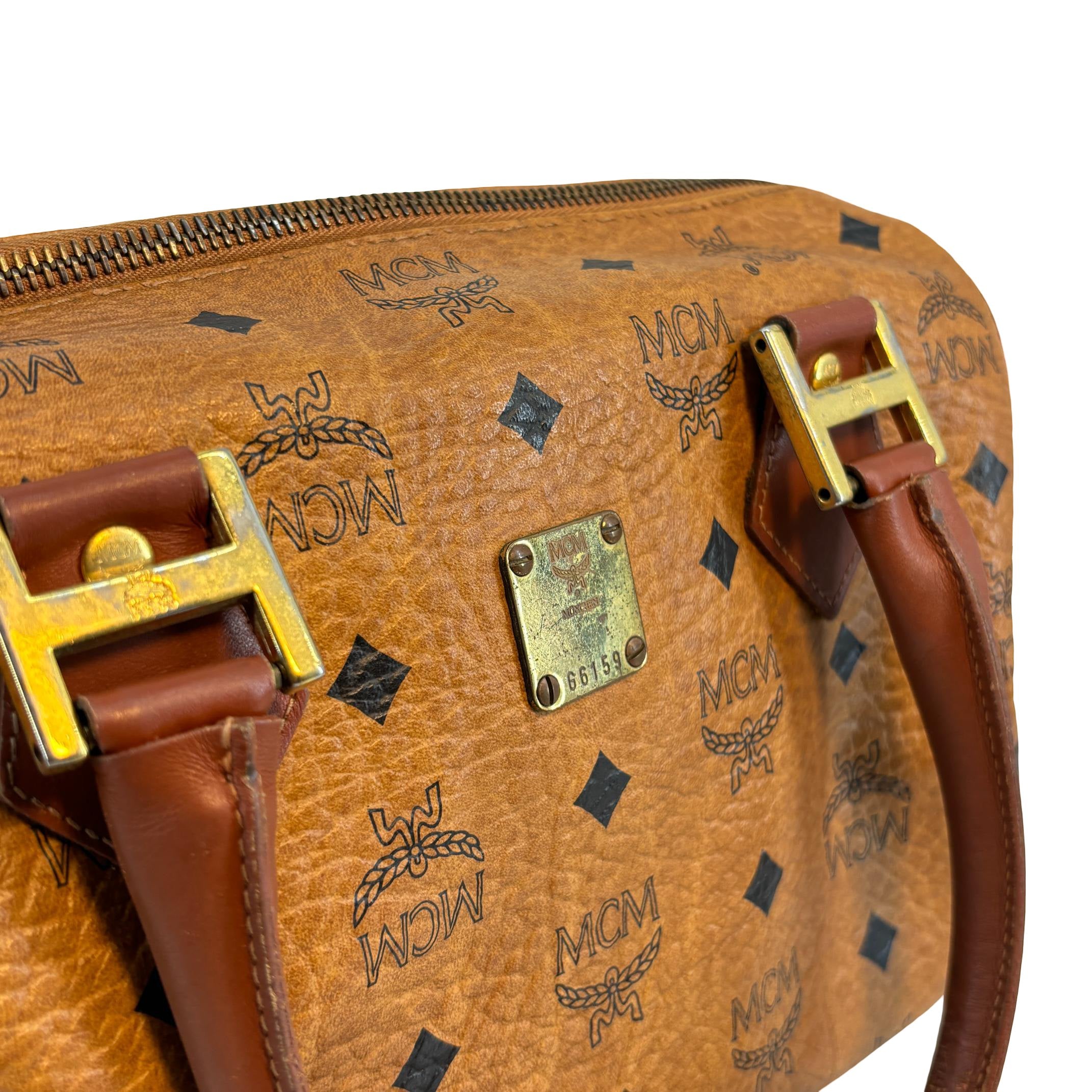 MCM Boston Bag Cognac Visetos Monogram