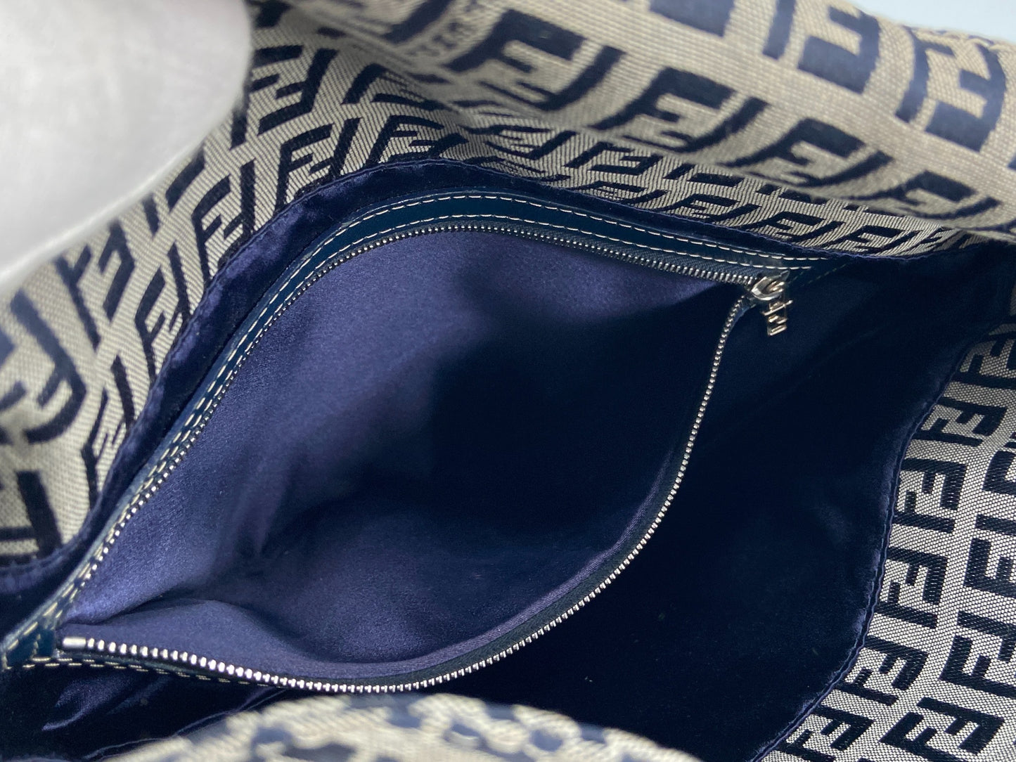 Fendi Mamma Baguette Bag Blue Zucchino Monogram incl. Dustbag