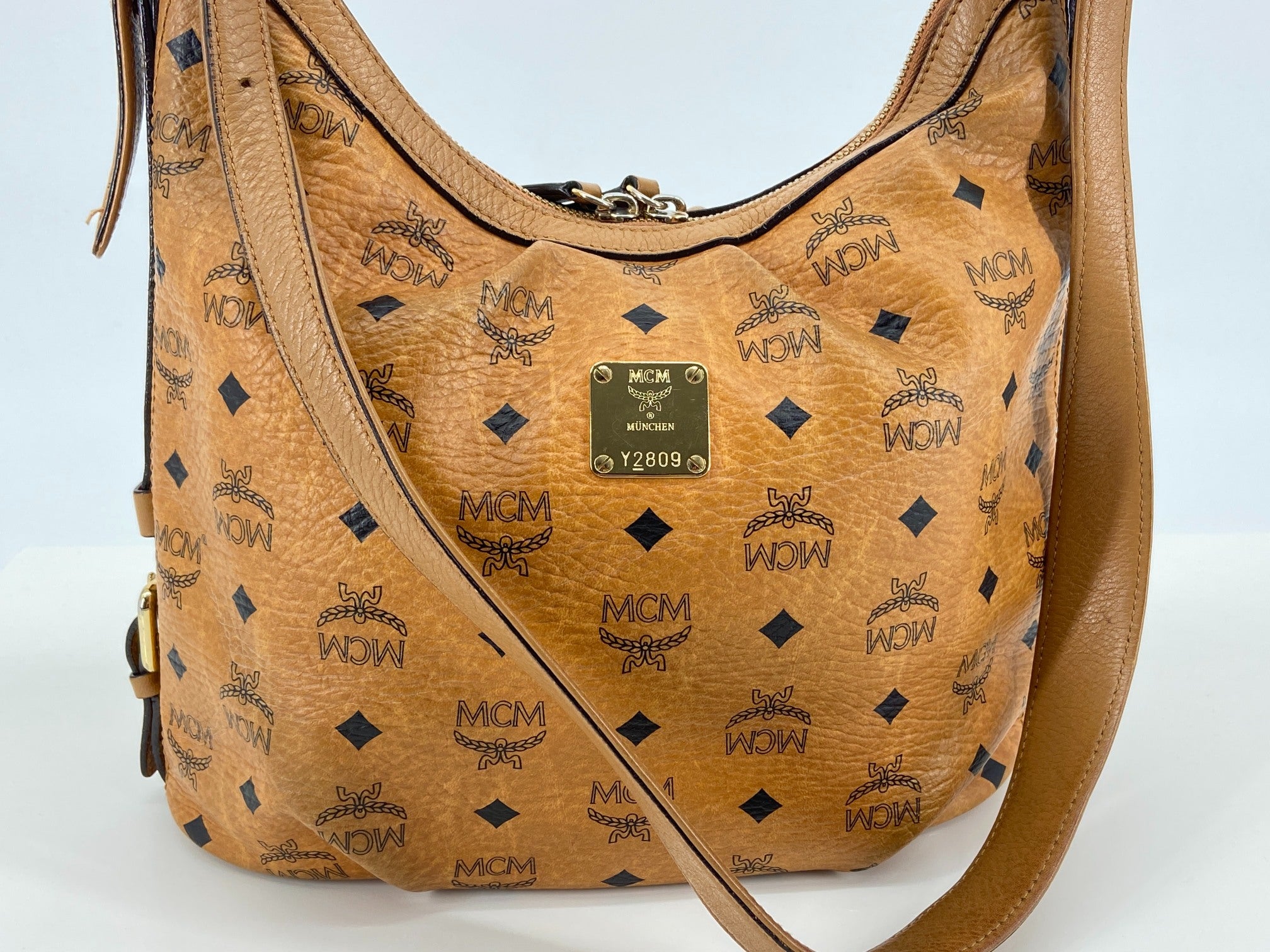 MCM Hand / Hobo Bag Beige Visetos Cognac Monogram incl. Dustbag