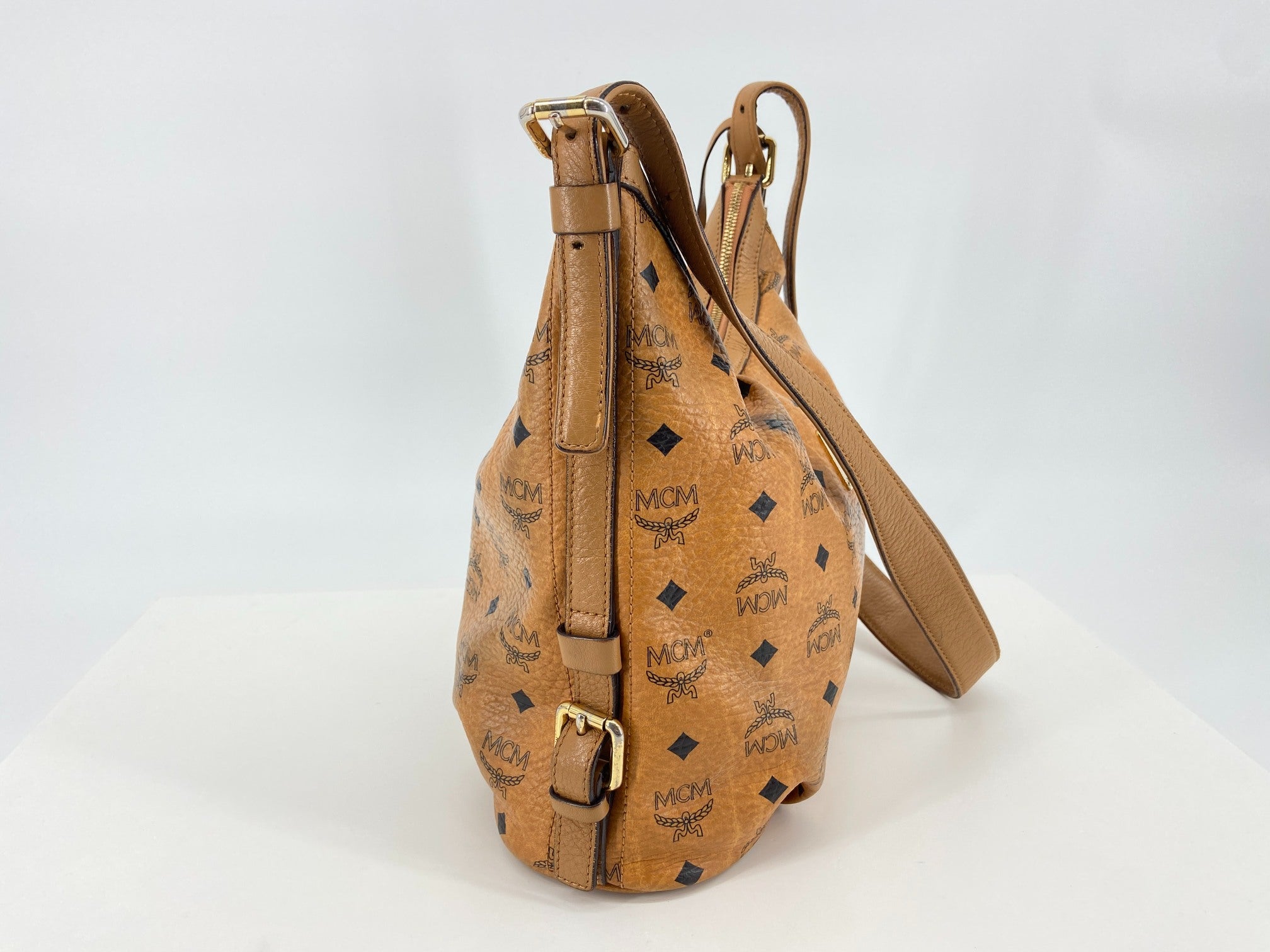 MCM Hand / Hobo Bag Beige Visetos Cognac Monogram incl. Dustbag