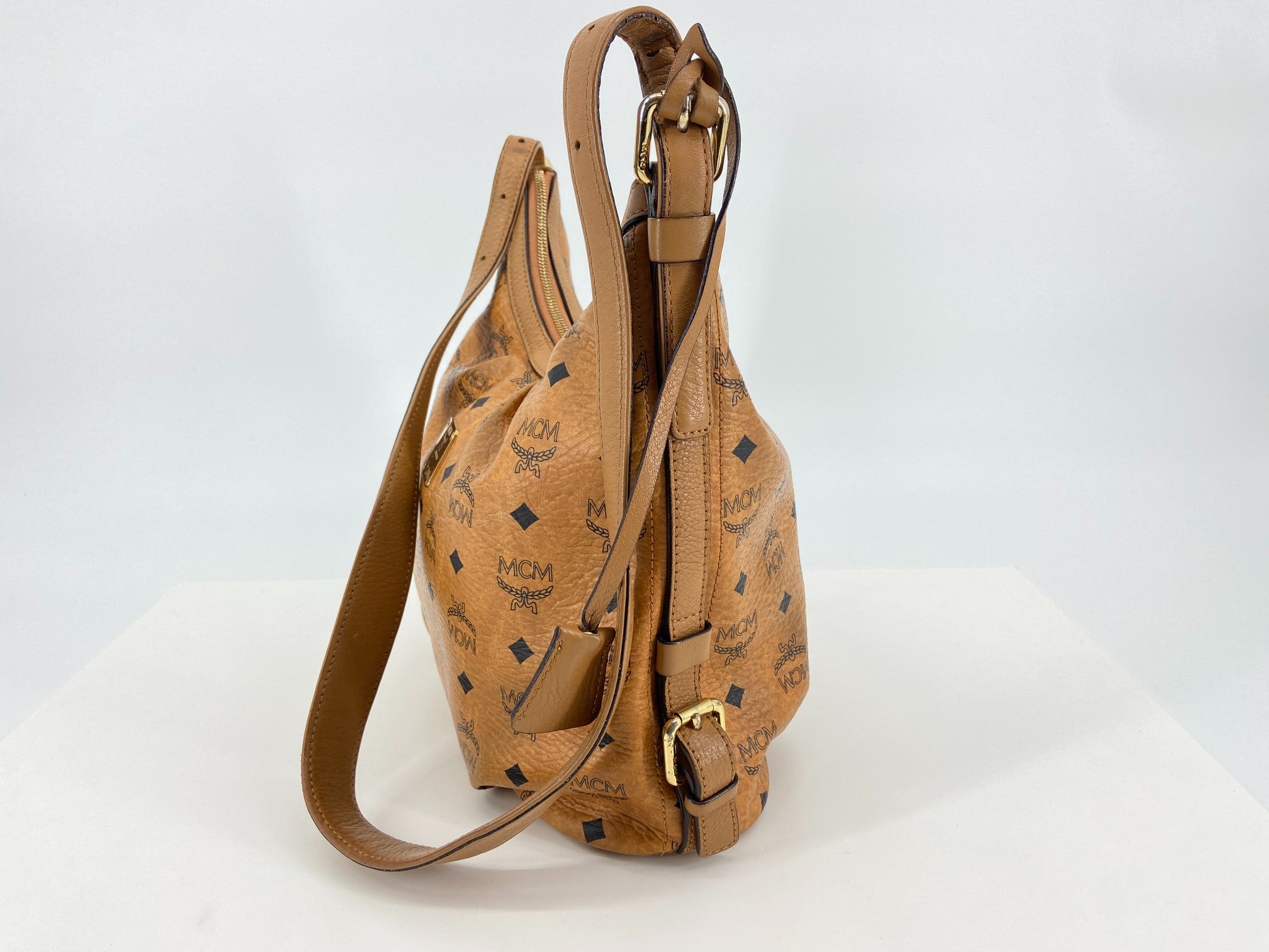 MCM Hand / Hobo Bag Beige Visetos Cognac Monogram incl. Dustbag