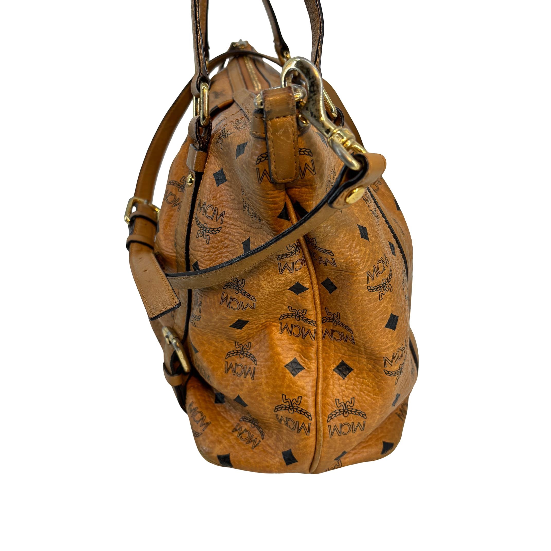 MCM 2-Way Tote Bag Cognac Visetos Monogram