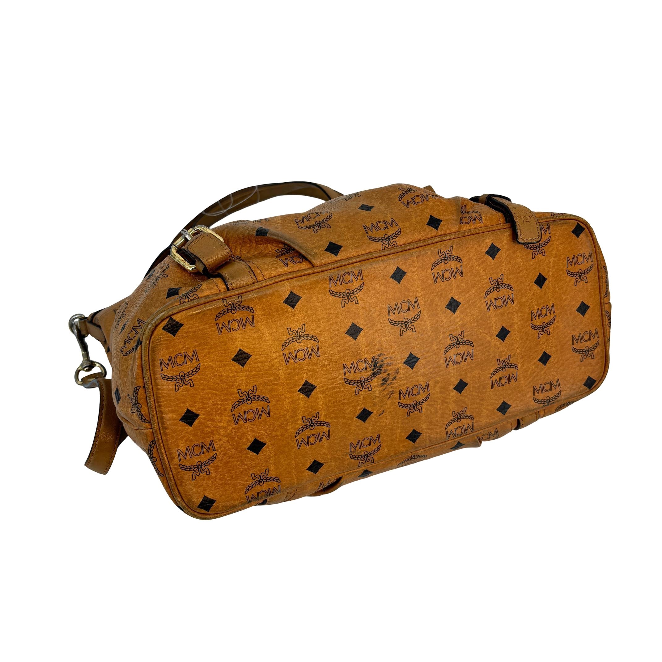 MCM 2-Way Tote Bag Cognac Visetos Monogram