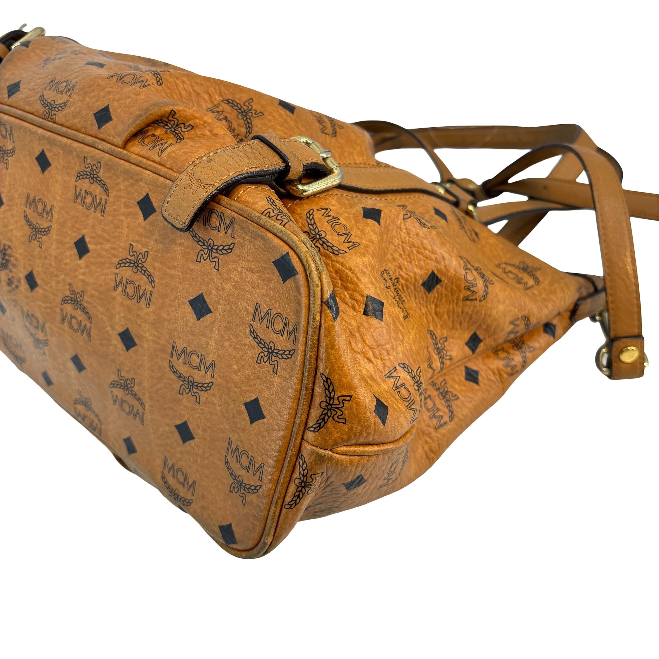 MCM 2-Way Tote Bag Cognac Visetos Monogram