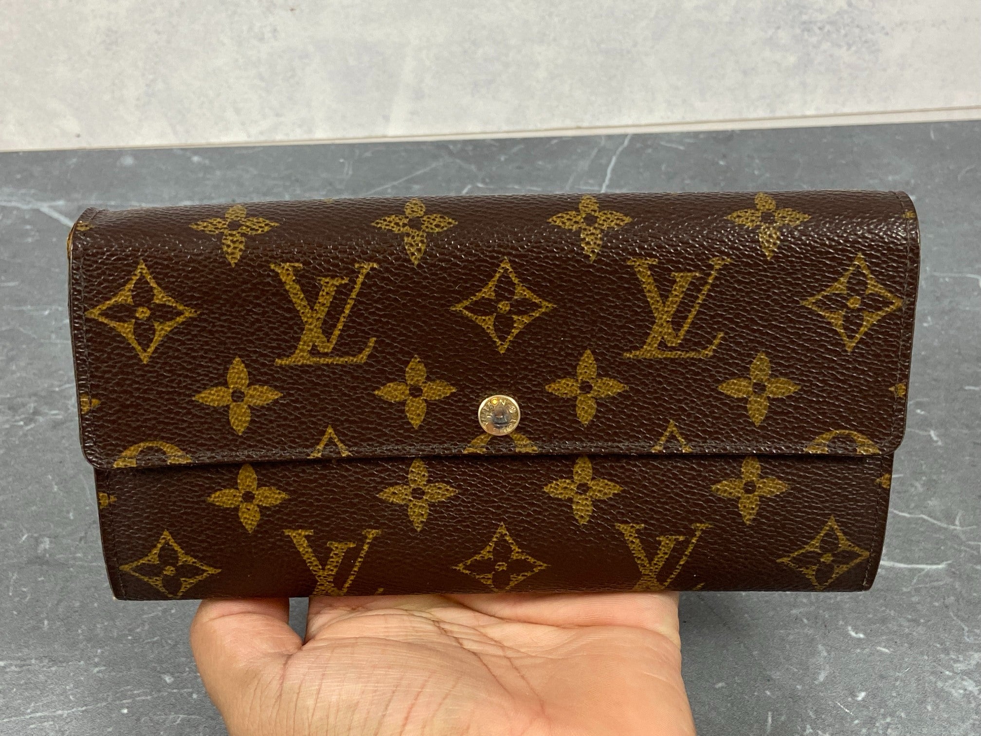 Louis Vuitton Sarah Wallet Leopard Rouge Monogram Canvas