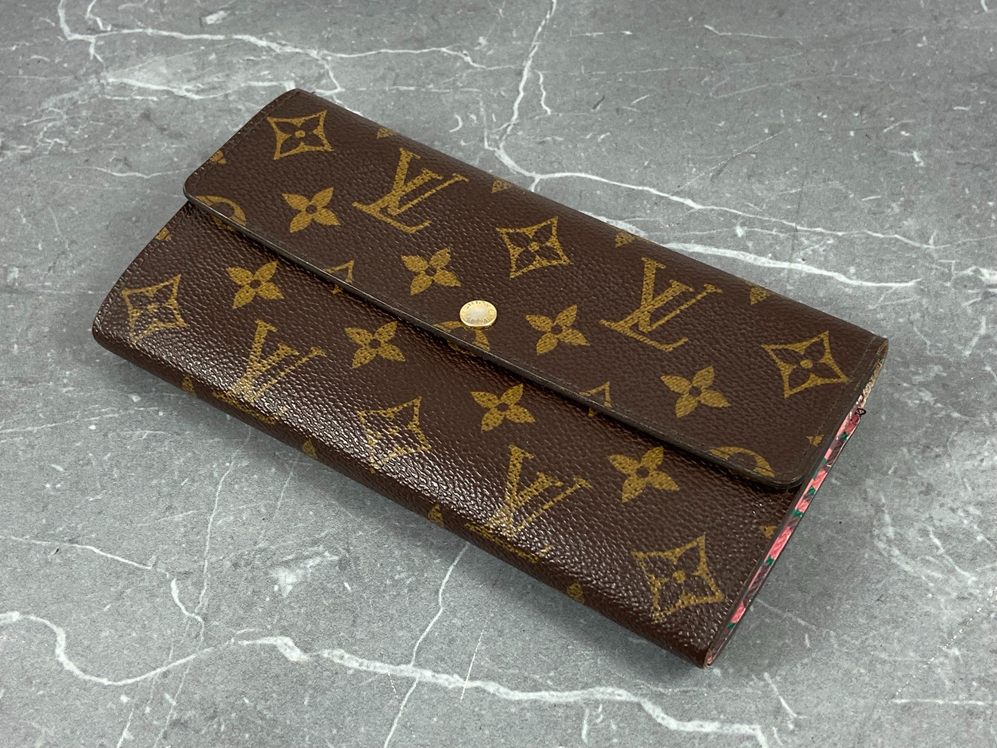 Louis Vuitton Sarah Wallet Leopard Rouge Monogram Canvas