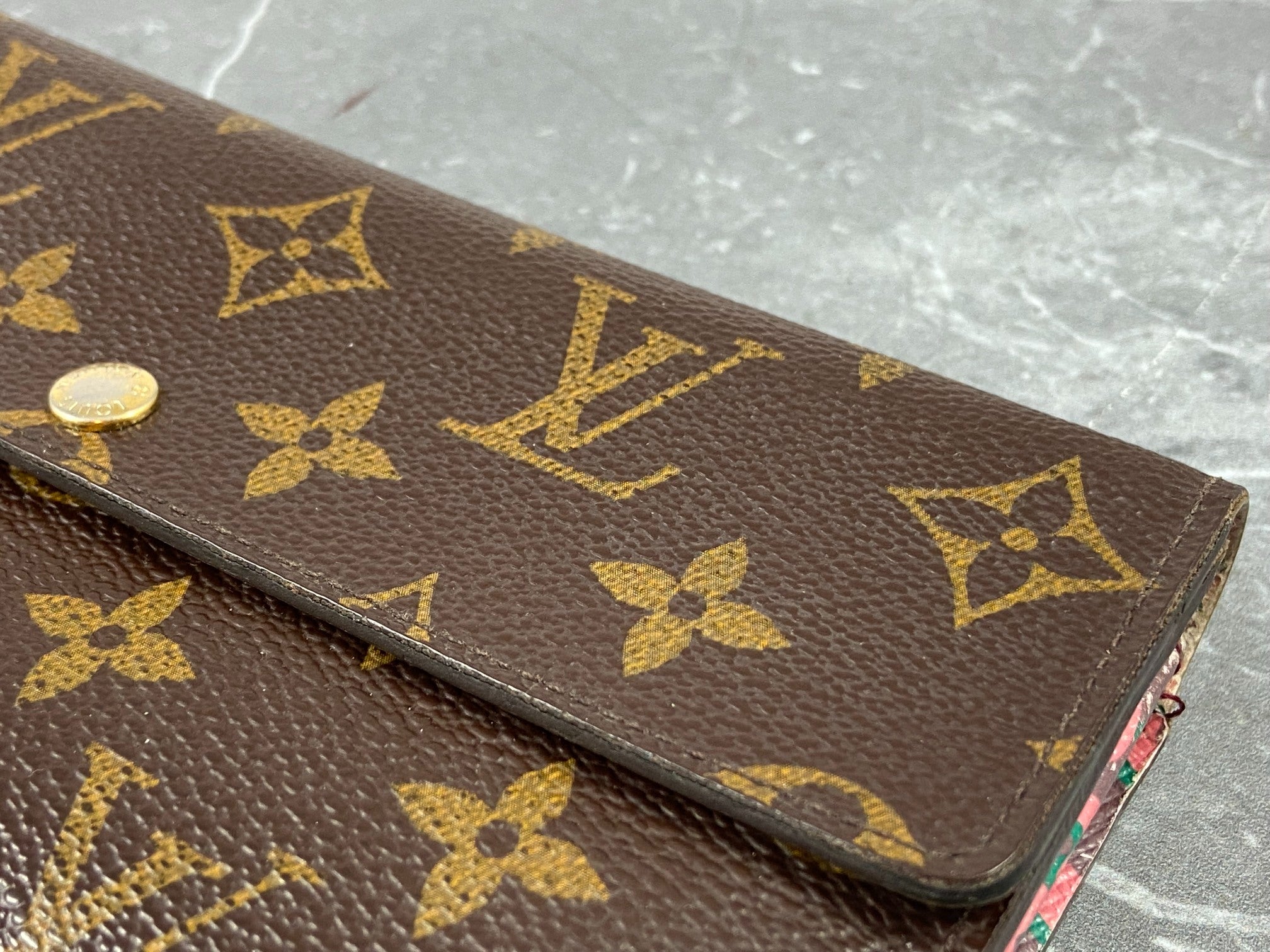 Louis Vuitton Sarah Wallet Leopard Rouge Monogram Canvas