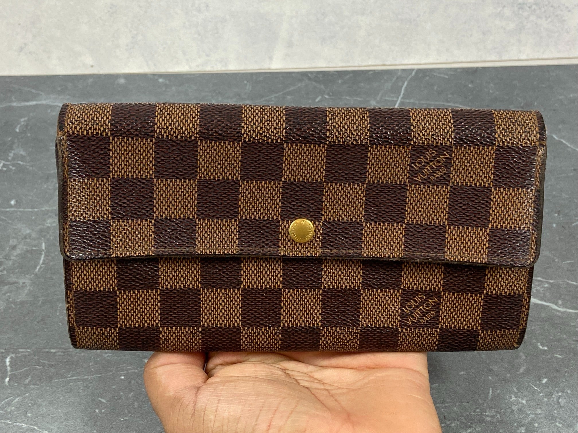 Louis Vuitton Sarah Wallet Damier Ebene Canvas