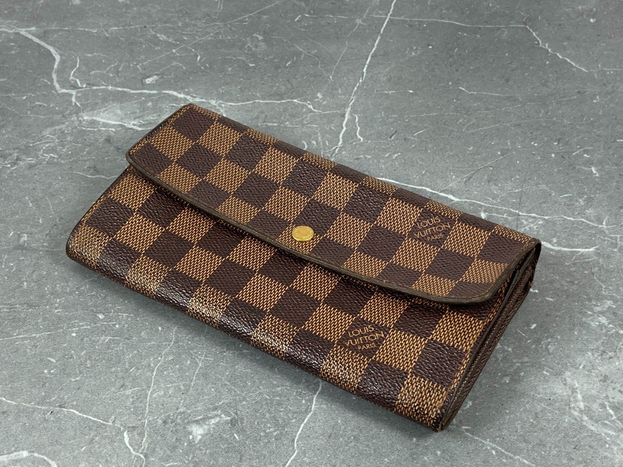 Louis Vuitton Sarah Wallet Damier Ebene Canvas