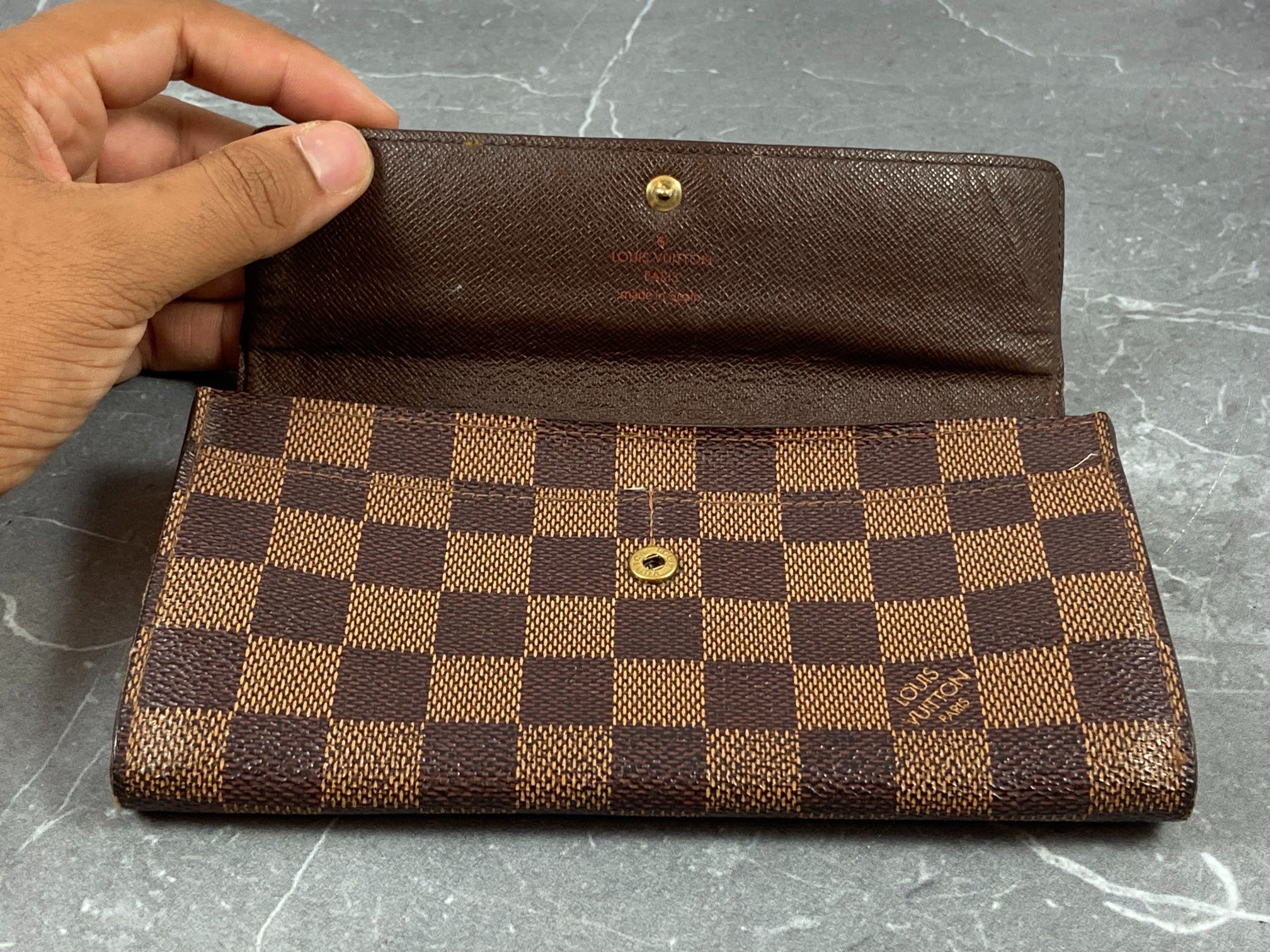 Louis Vuitton Sarah Wallet Damier Ebene Canvas