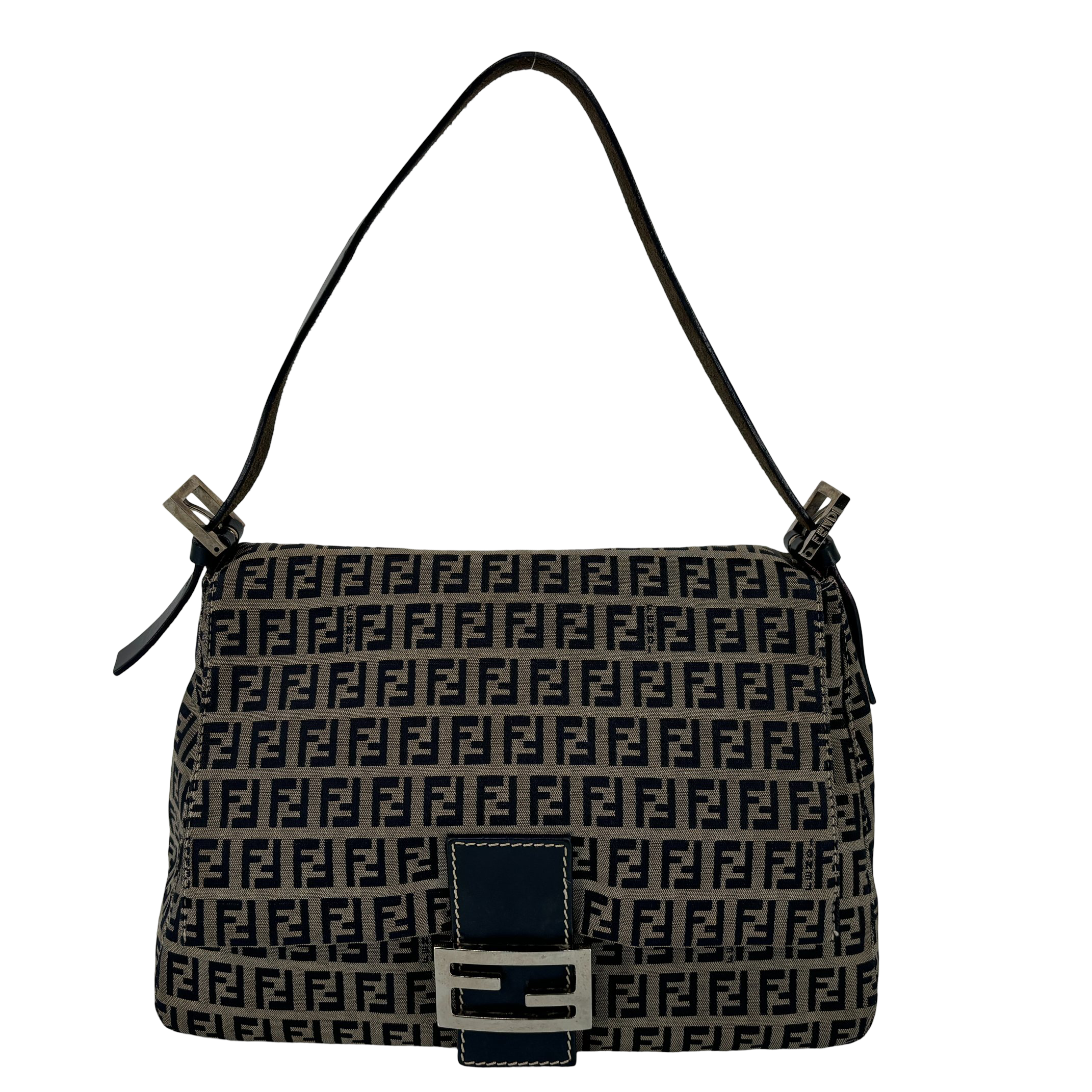 Fendi Mamma Baguette Bag Navy Zucchino Monogram