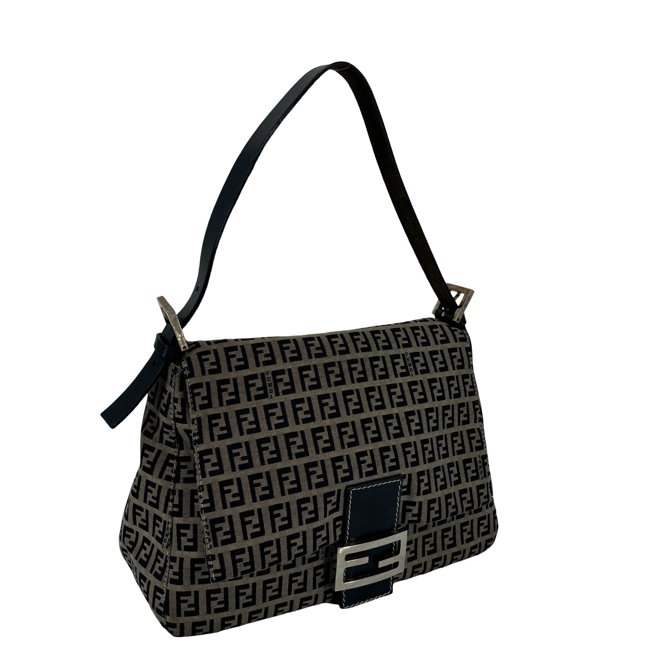 Fendi Mamma Baguette Bag Navy Zucchino Monogram